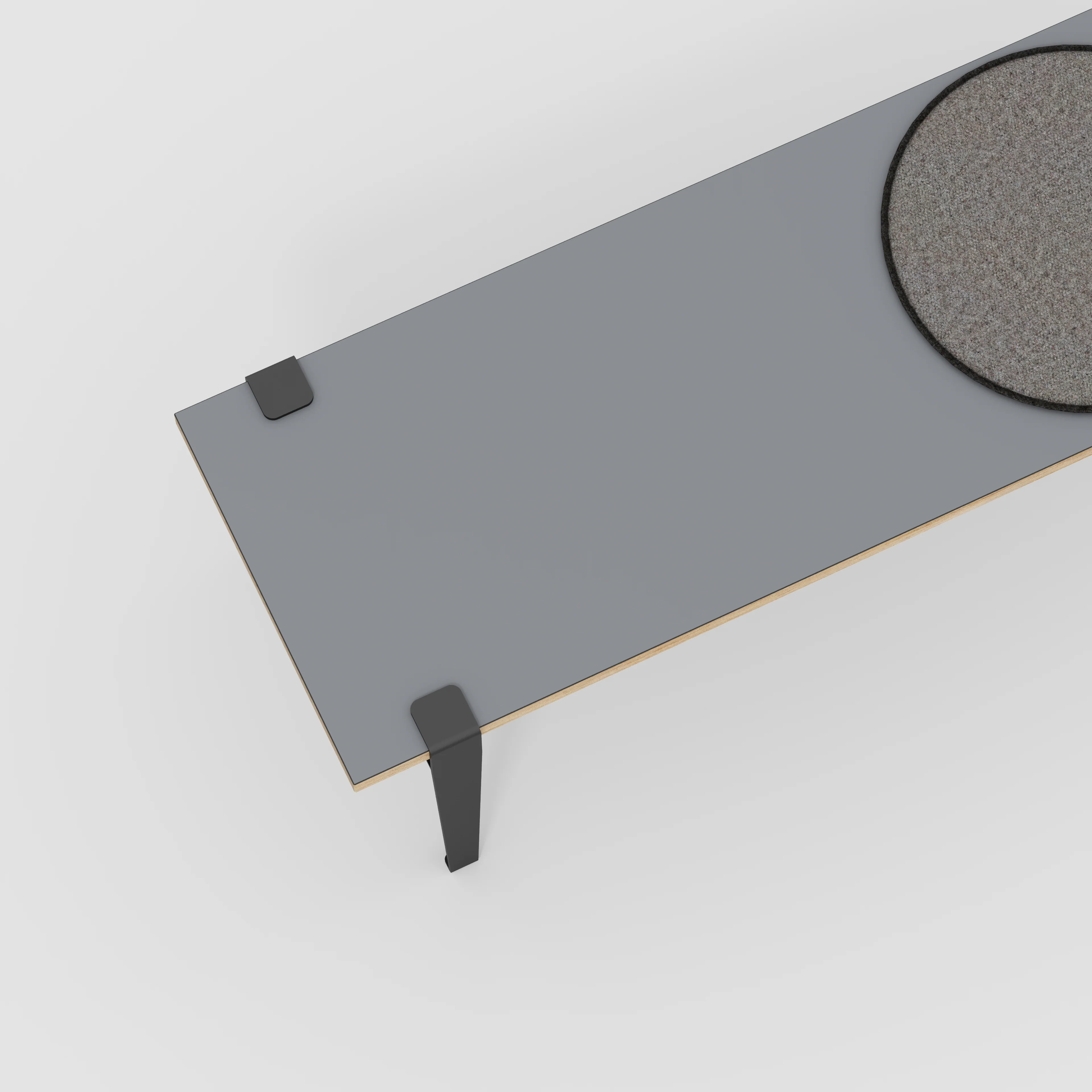 Plywood Bench Seat with Black Tiptoe Legs - Formica Tornado Grey - 1200(w) x 400(d) x 450(h) - Image 3