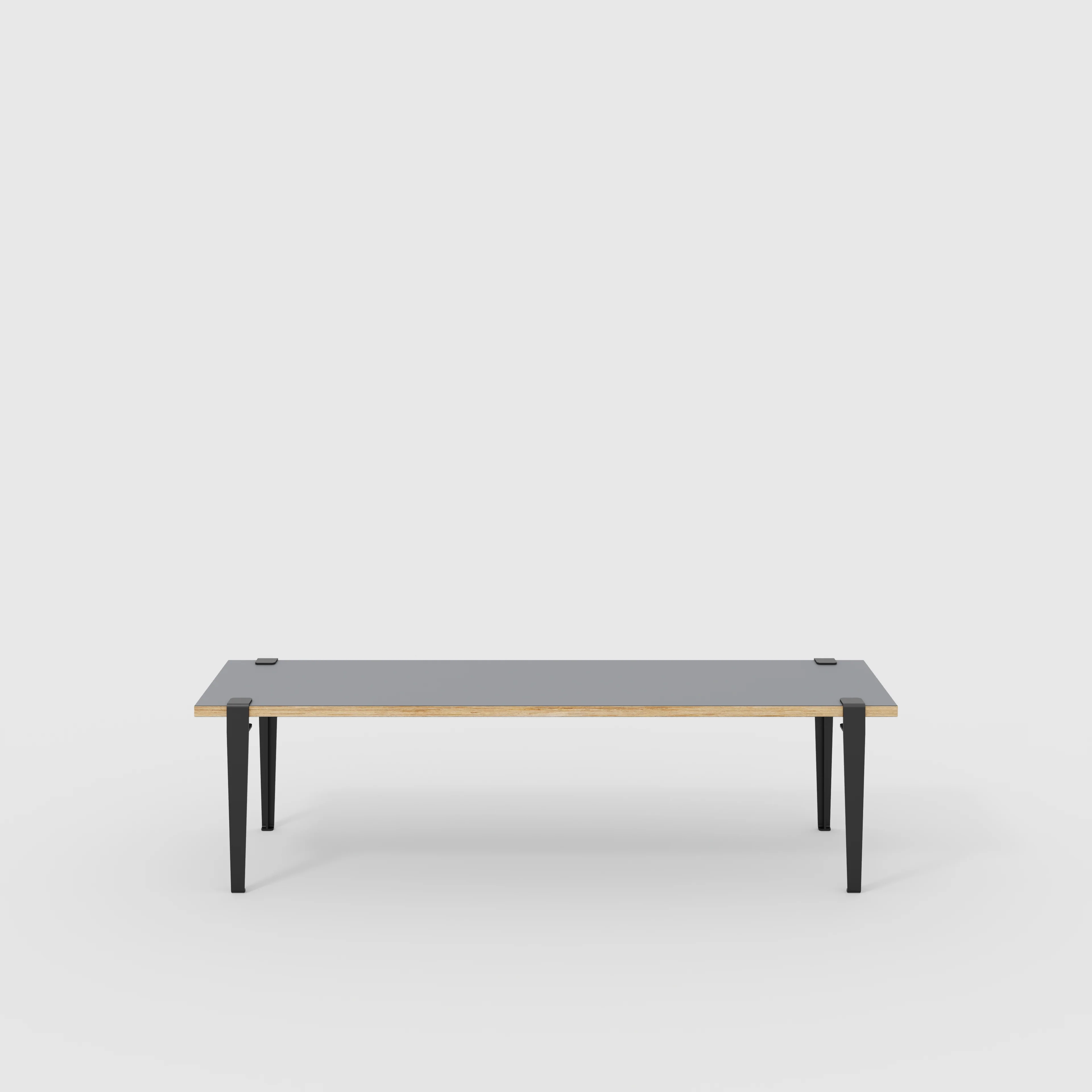 Plywood Bench Seat with Black Tiptoe Legs - Formica Tornado Grey - 1600(w) x 400(d) x 450(h)