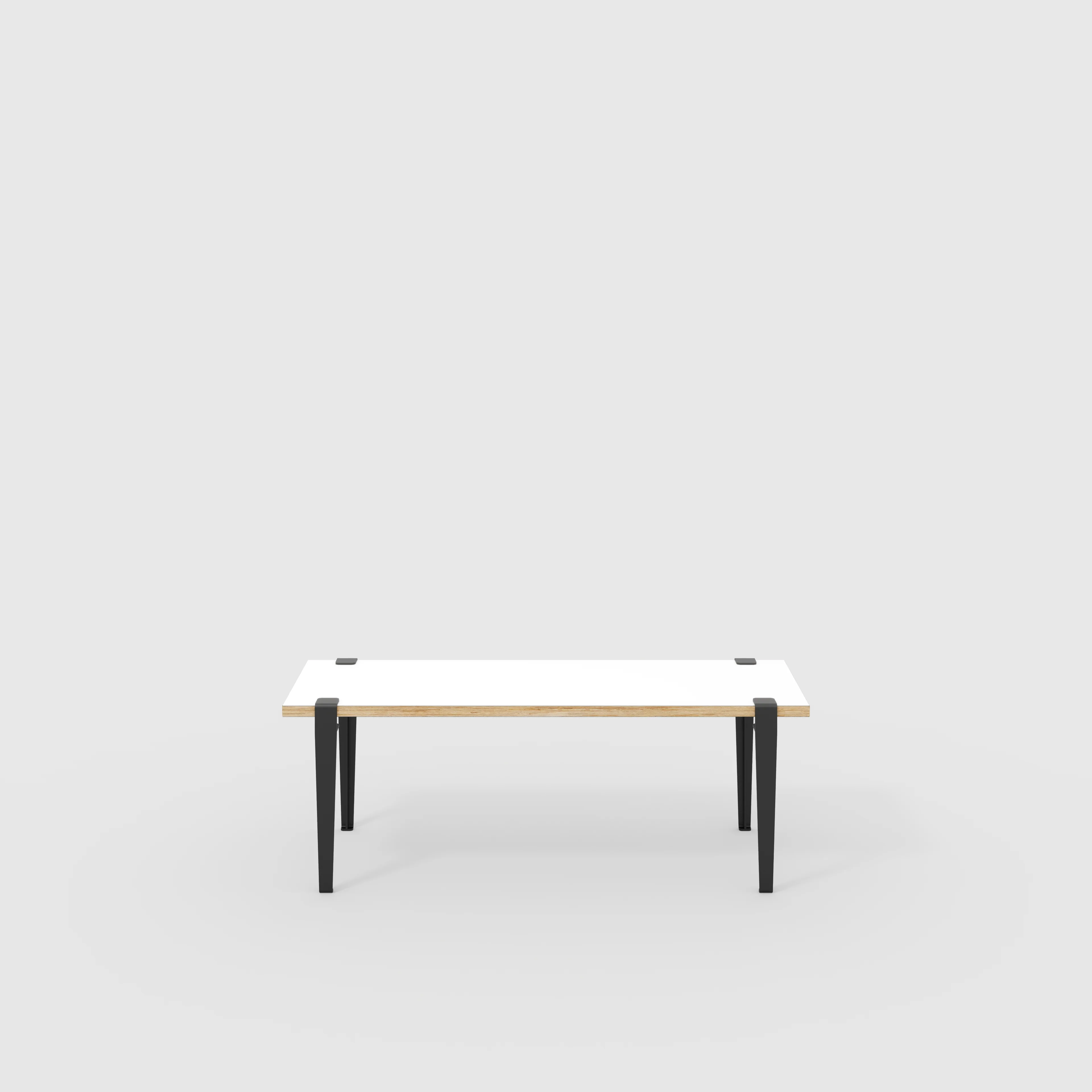 Plywood Bench Seat with Black Tiptoe Legs - Formica White - 1200(w) x 400(d) x 450(h)