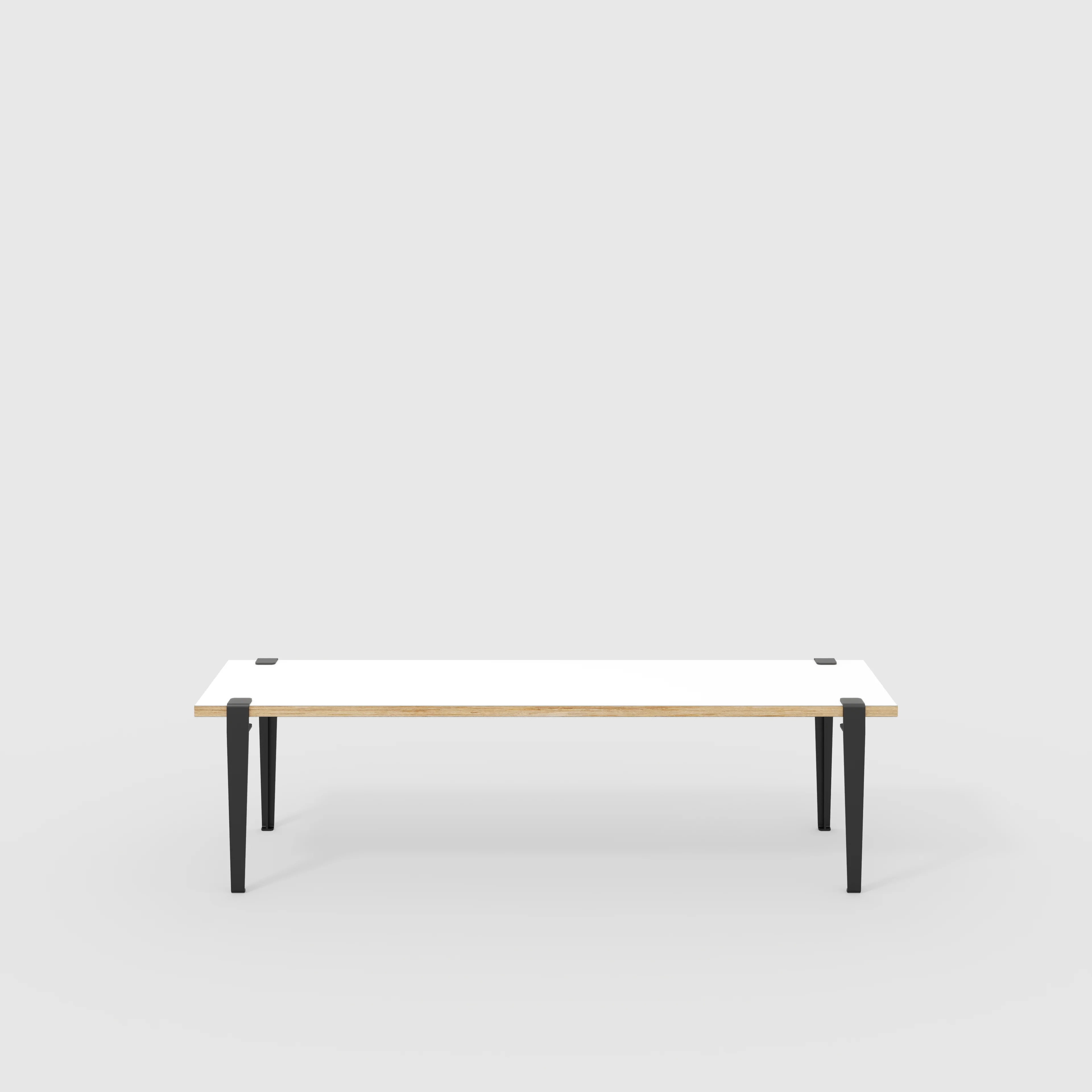 Plywood Bench Seat with Black Tiptoe Legs - Formica White - 1600(w) x 400(d) x 450(h)