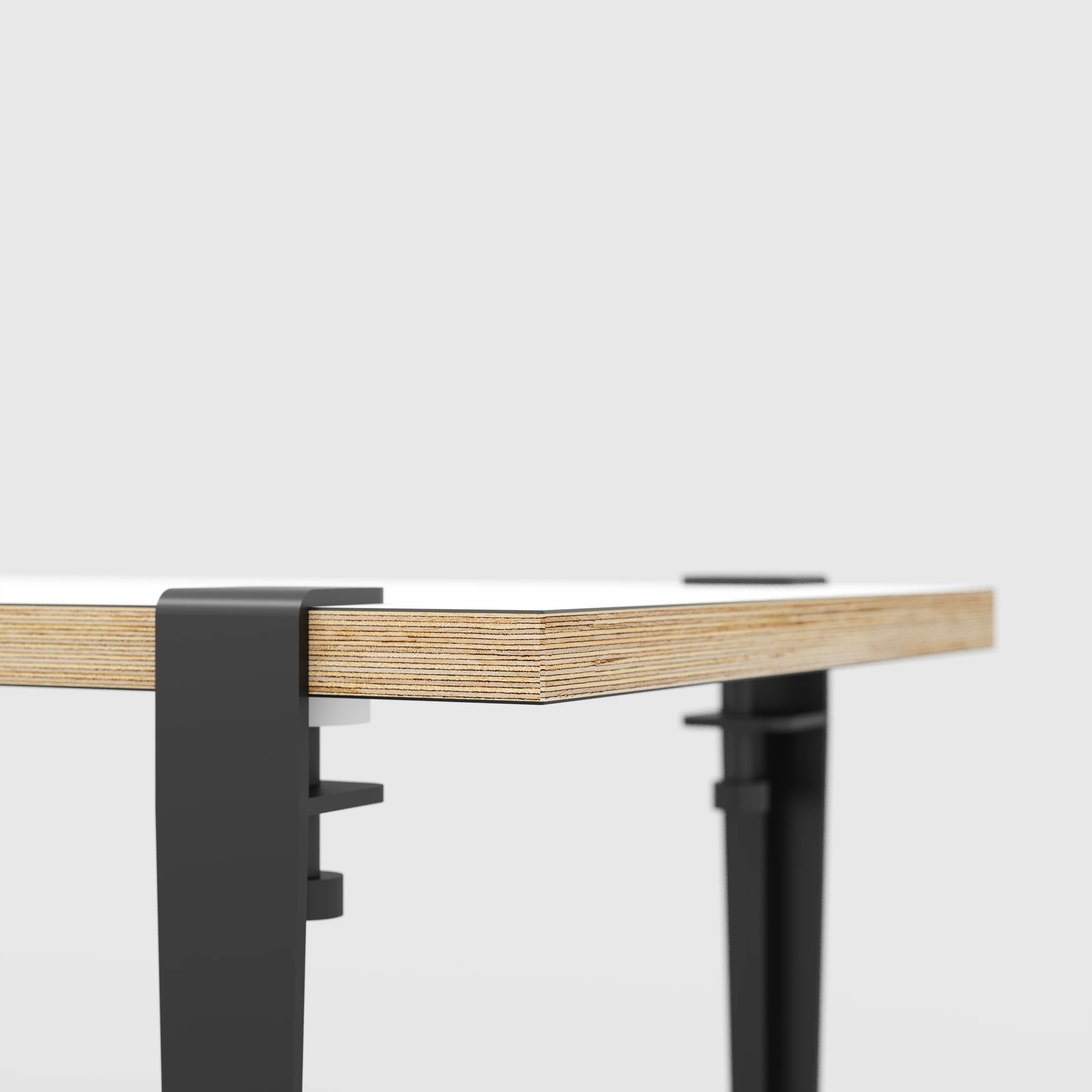 Plywood Bench Seat with Black Tiptoe Legs - Formica White - 1600(w) x 400(d) x 450(h) - Image 4