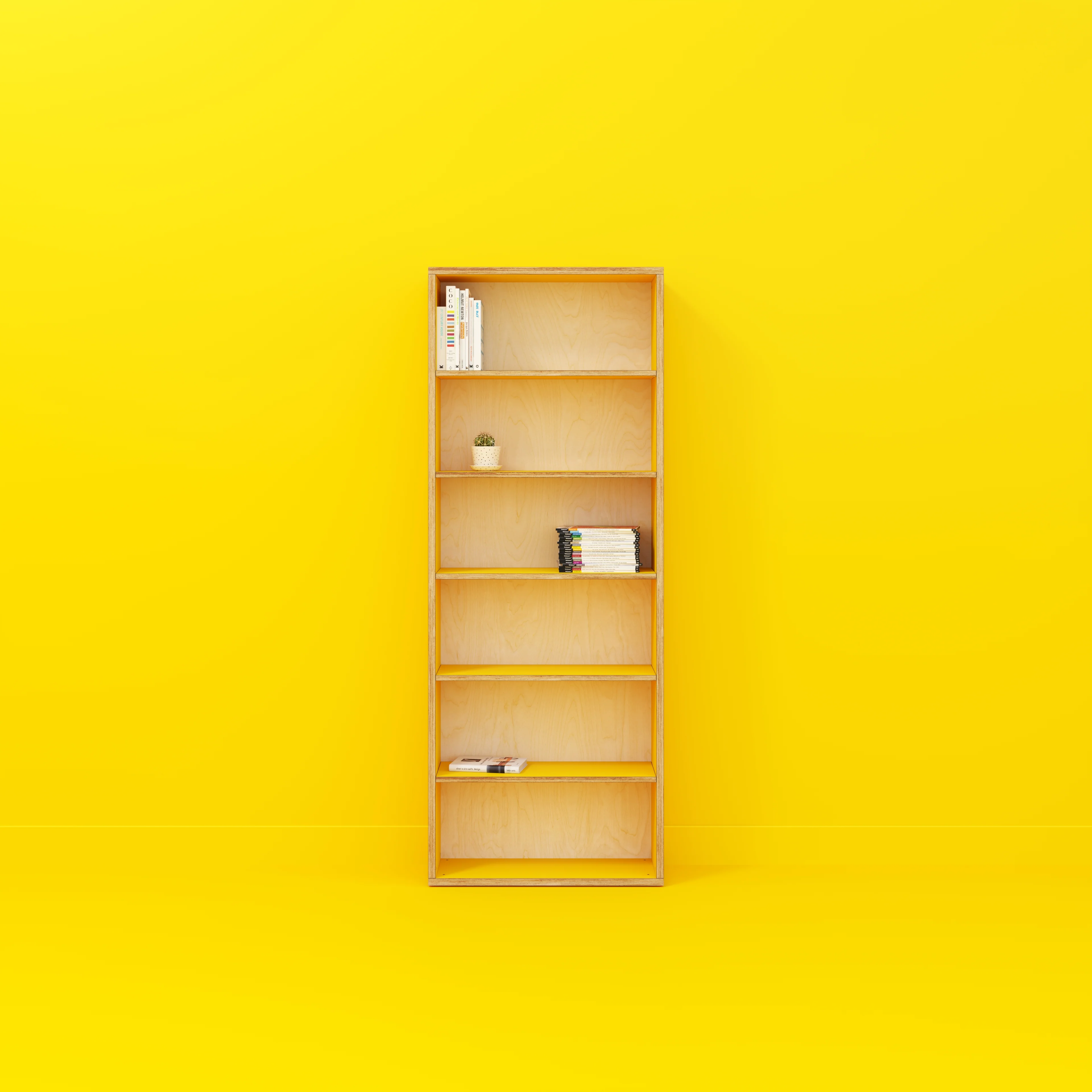 Plywood Bookshelves - Formica Chrome Yellow - 800(w) x 300(d) x 2100(h) - Image 2