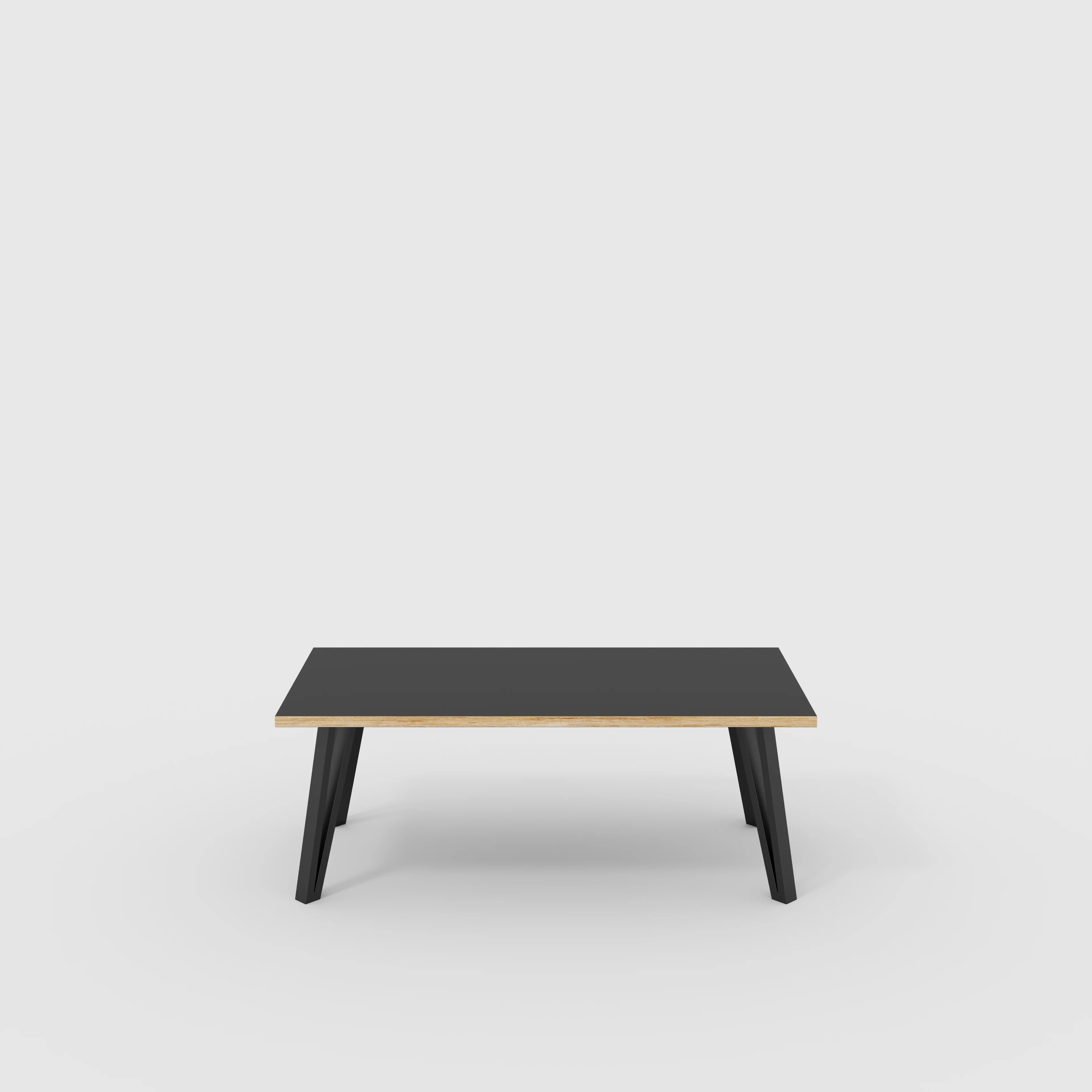 Plywood Coffee Table with Black Box Hairpin Legs - Formica Diamond Black - 1200(w) x 600(d) x 425(h)