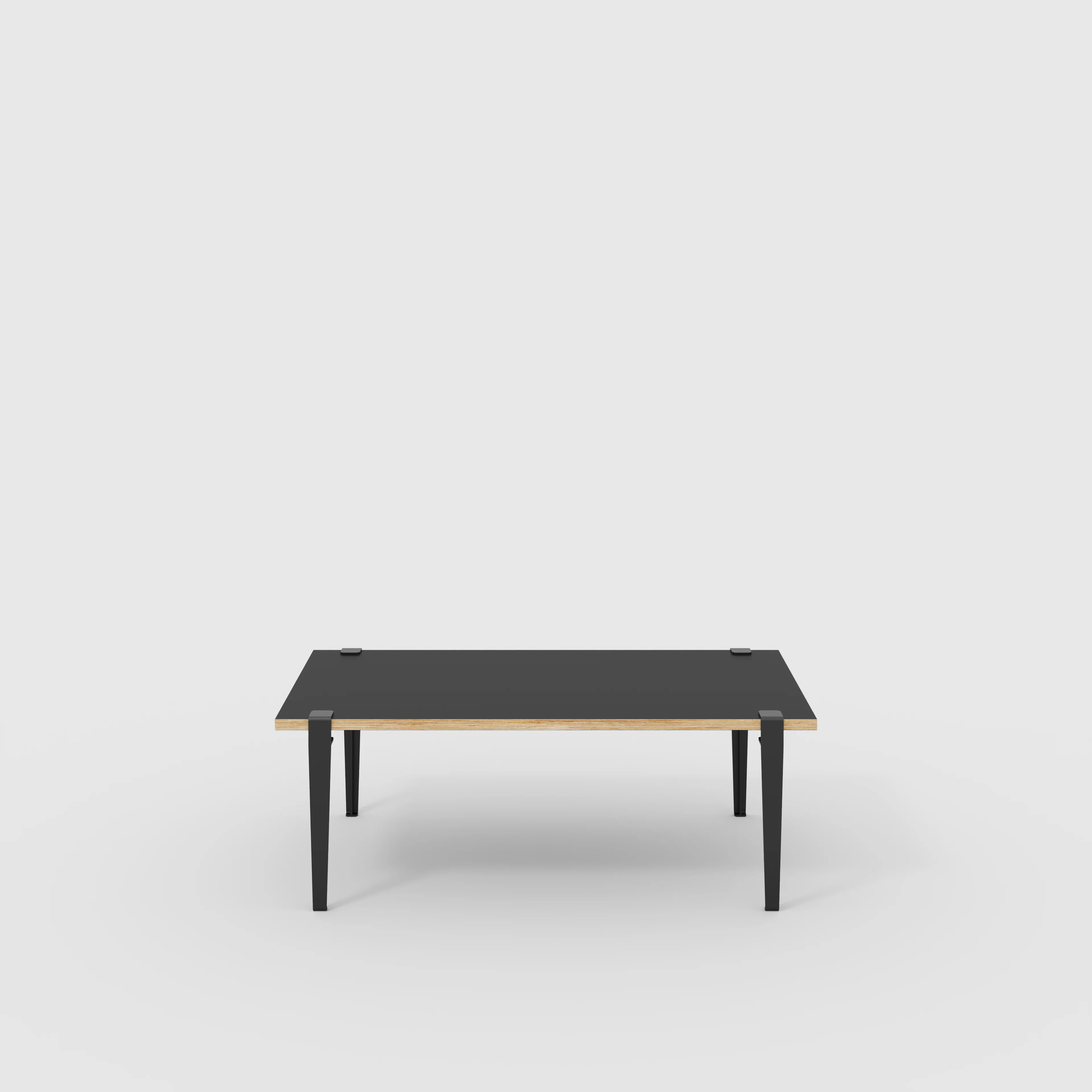 Plywood Coffee Table with Black Tiptoe Legs - Formica Diamond Black - 1200(w) x 600(d) x 430(h)