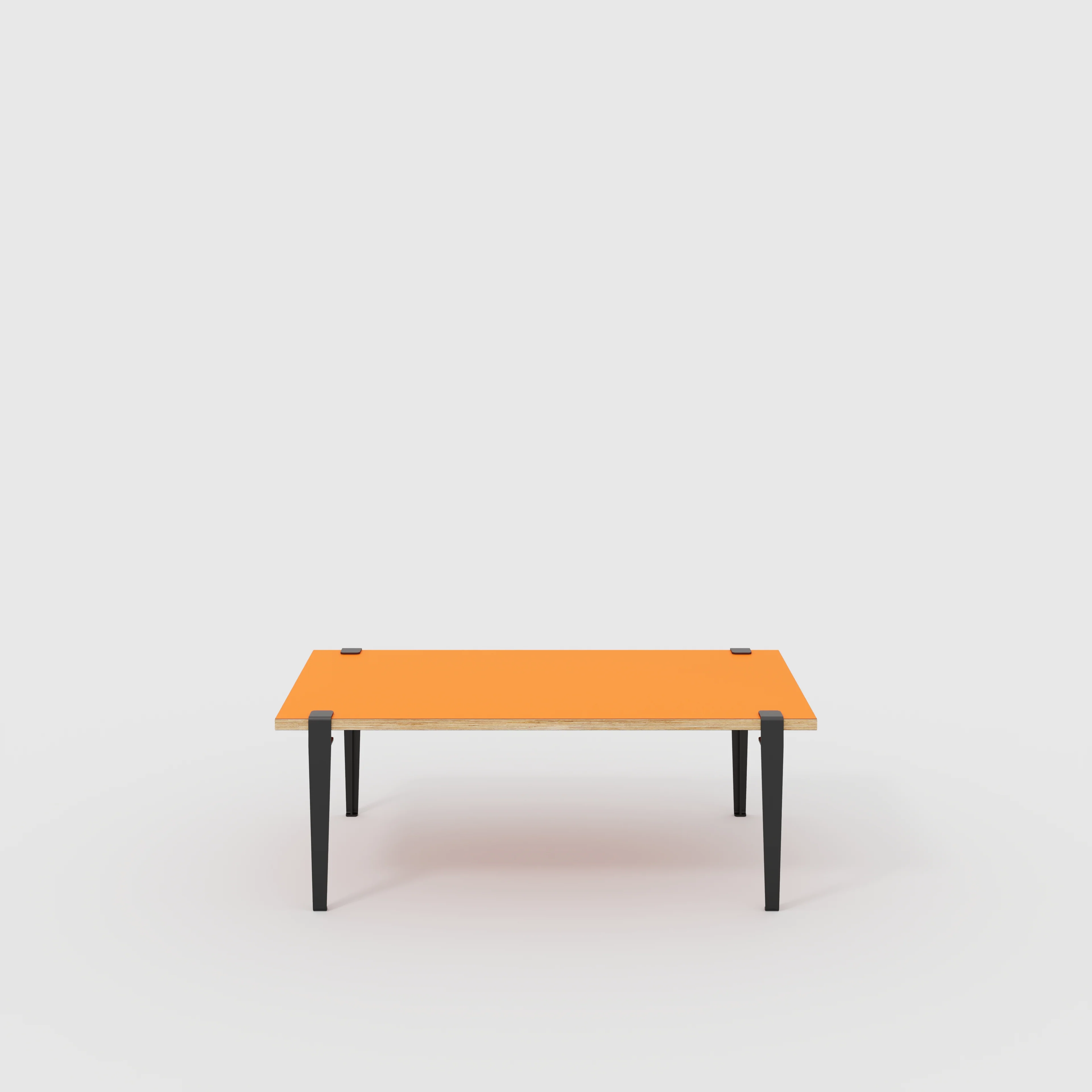 Plywood Coffee Table with Black Tiptoe Legs - Formica Levante Orange - 1200(w) x 600(d) x 430(h)