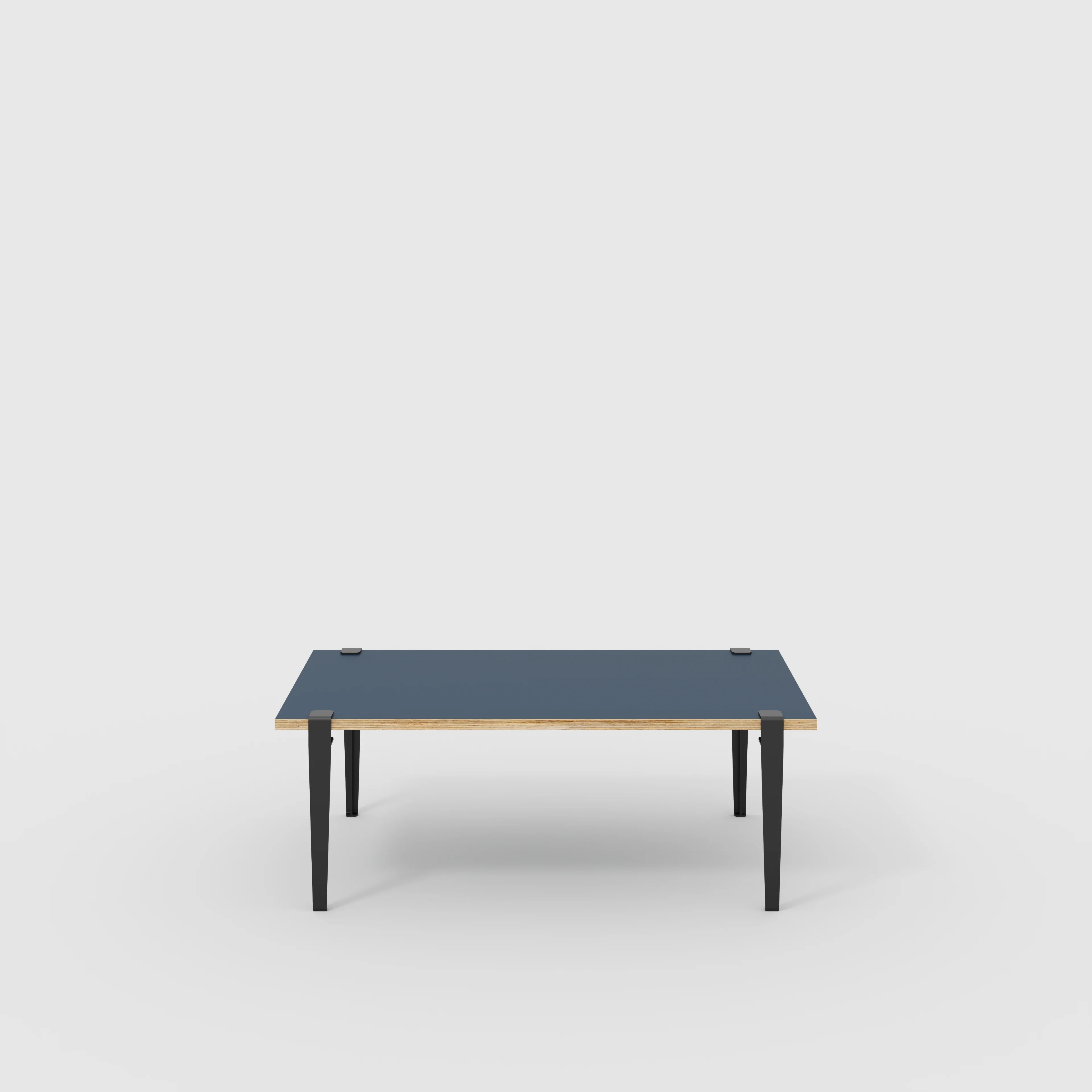 Plywood Coffee Table with Black Tiptoe Legs - Formica Night Sea Blue - 1200(w) x 600(d) x 430(h)