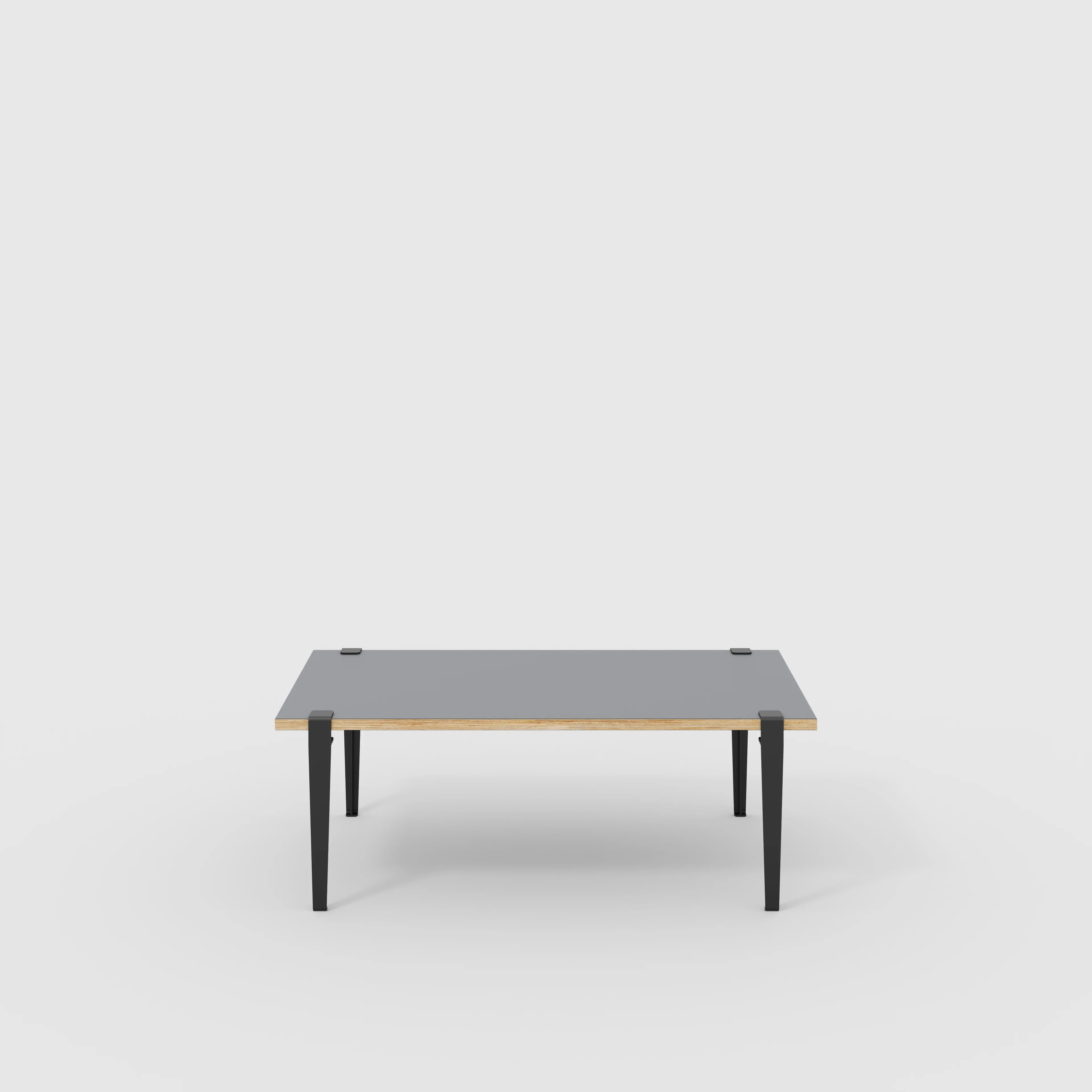 Plywood Coffee Table with Black Tiptoe Legs - Formica Tornado Grey - 1200(w) x 600(d) x 430(h)