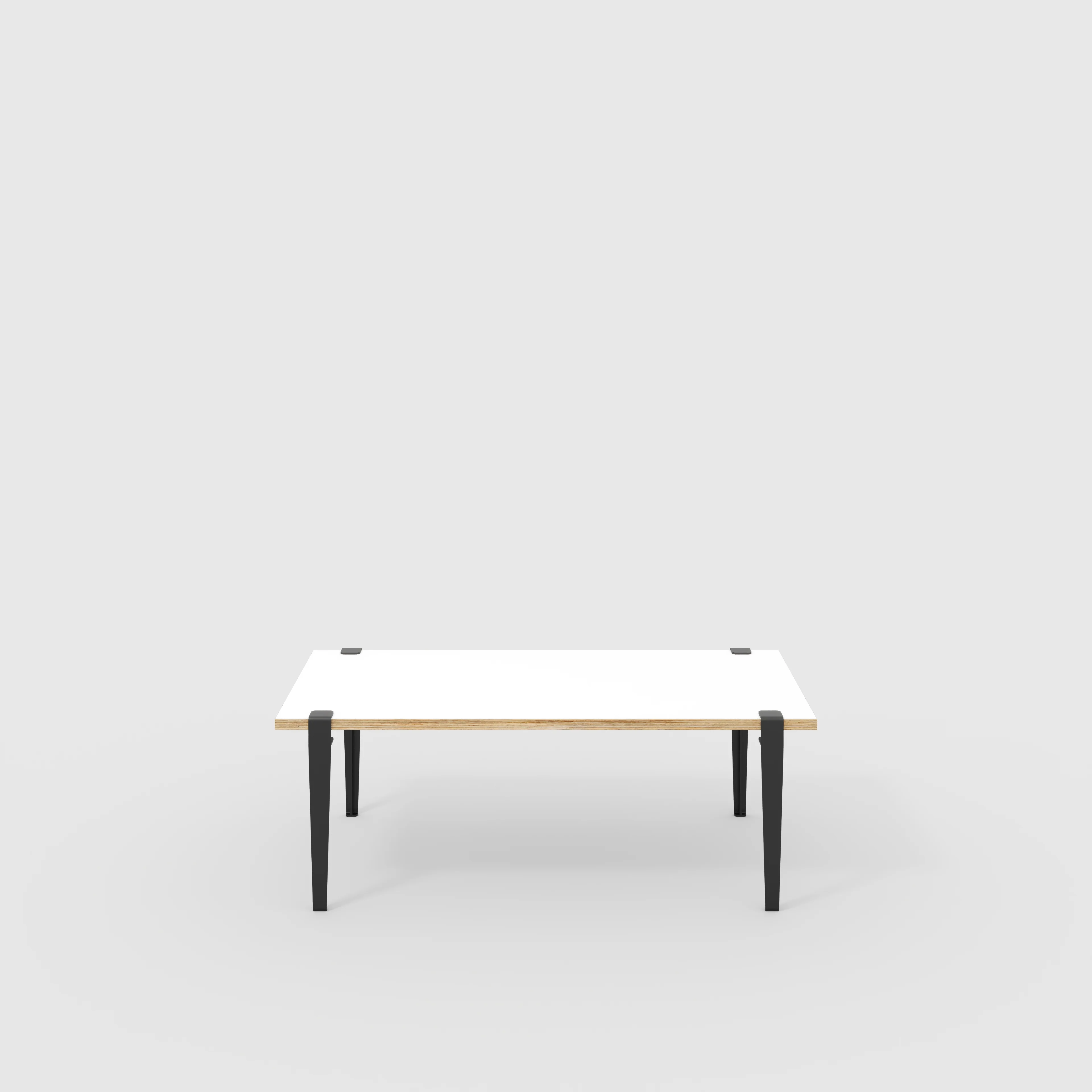 Plywood Coffee Table with Black Tiptoe Legs - Formica White - 1200(w) x 600(d) x 430(h)