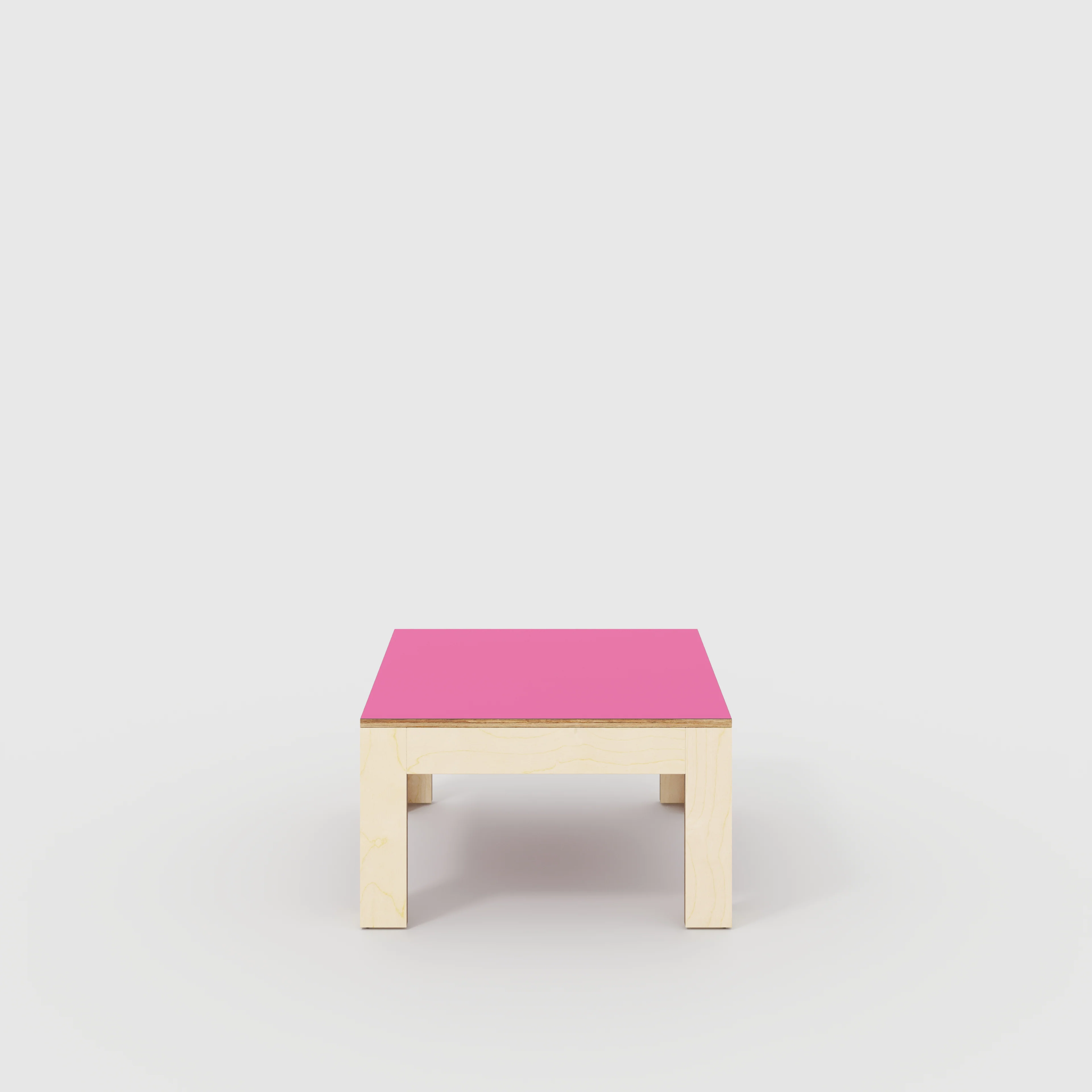 Plywood Coffee Table with Solid Frame - Formica Juicy Pink - 800(w) x 800(d) x 450(h)