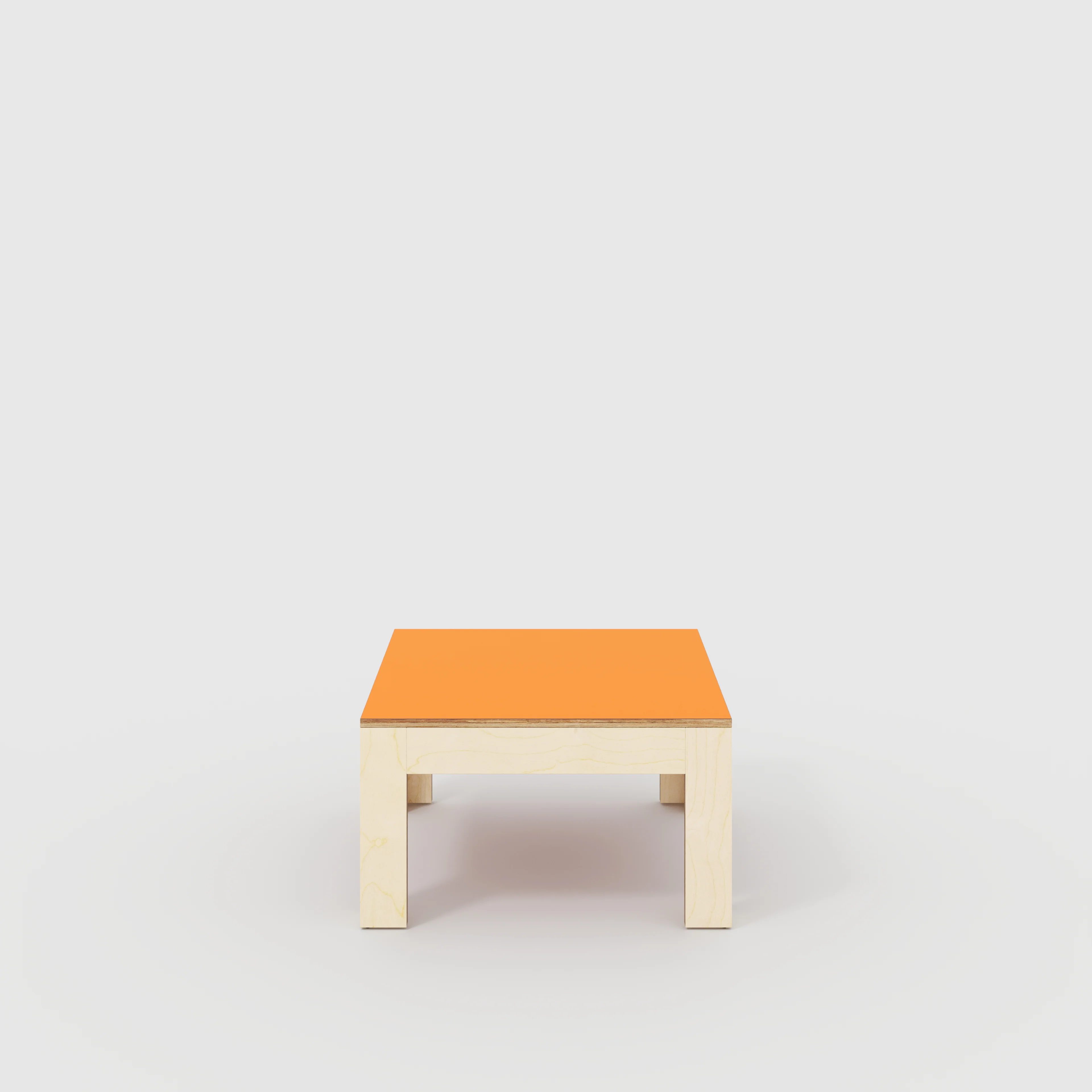 Plywood Coffee Table with Solid Frame - Formica Levante Orange - 800(w) x 800(d) x 450(h)