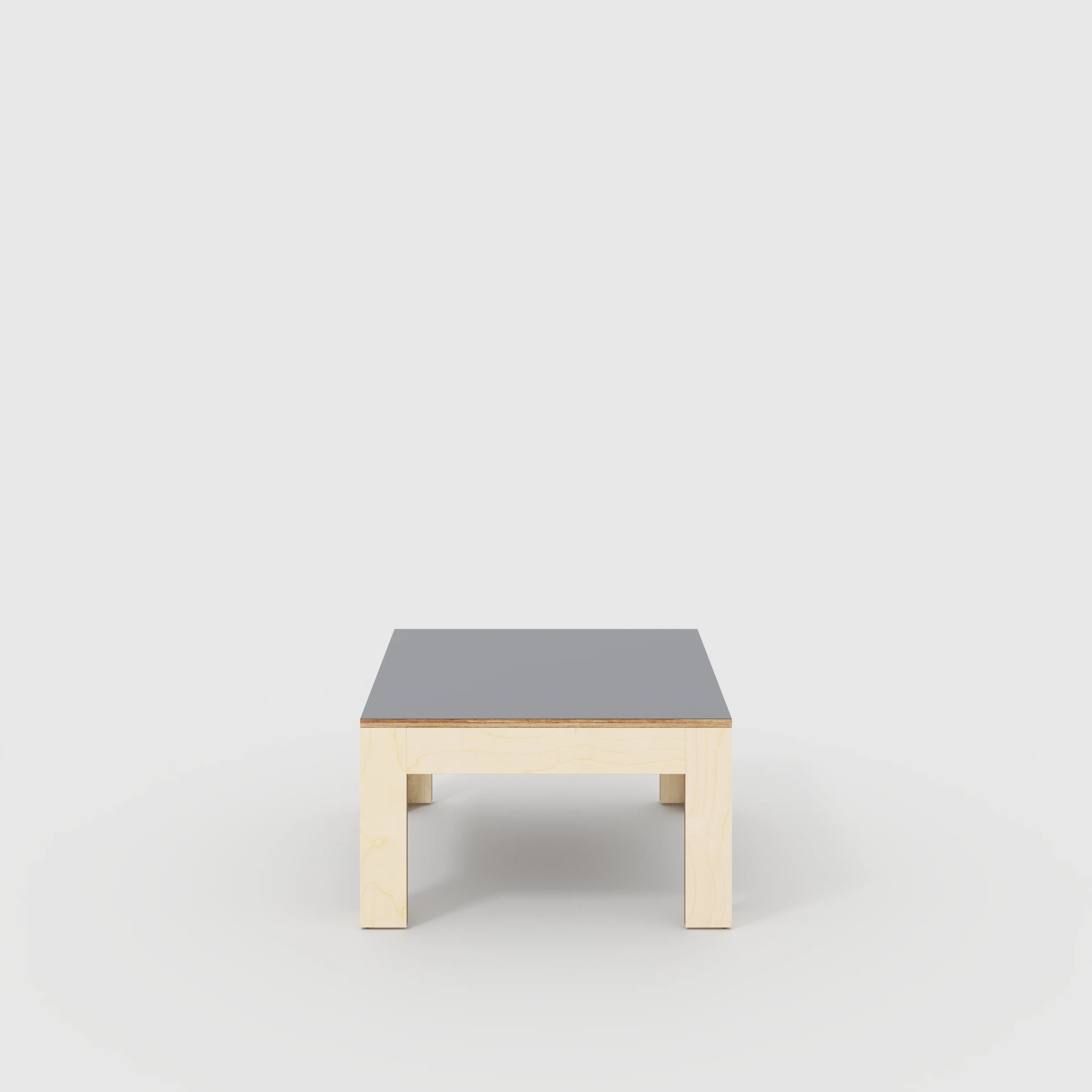 Plywood Coffee Table with Solid Frame - Formica Tornado Grey - 800(w) x 800(d) x 450(h)