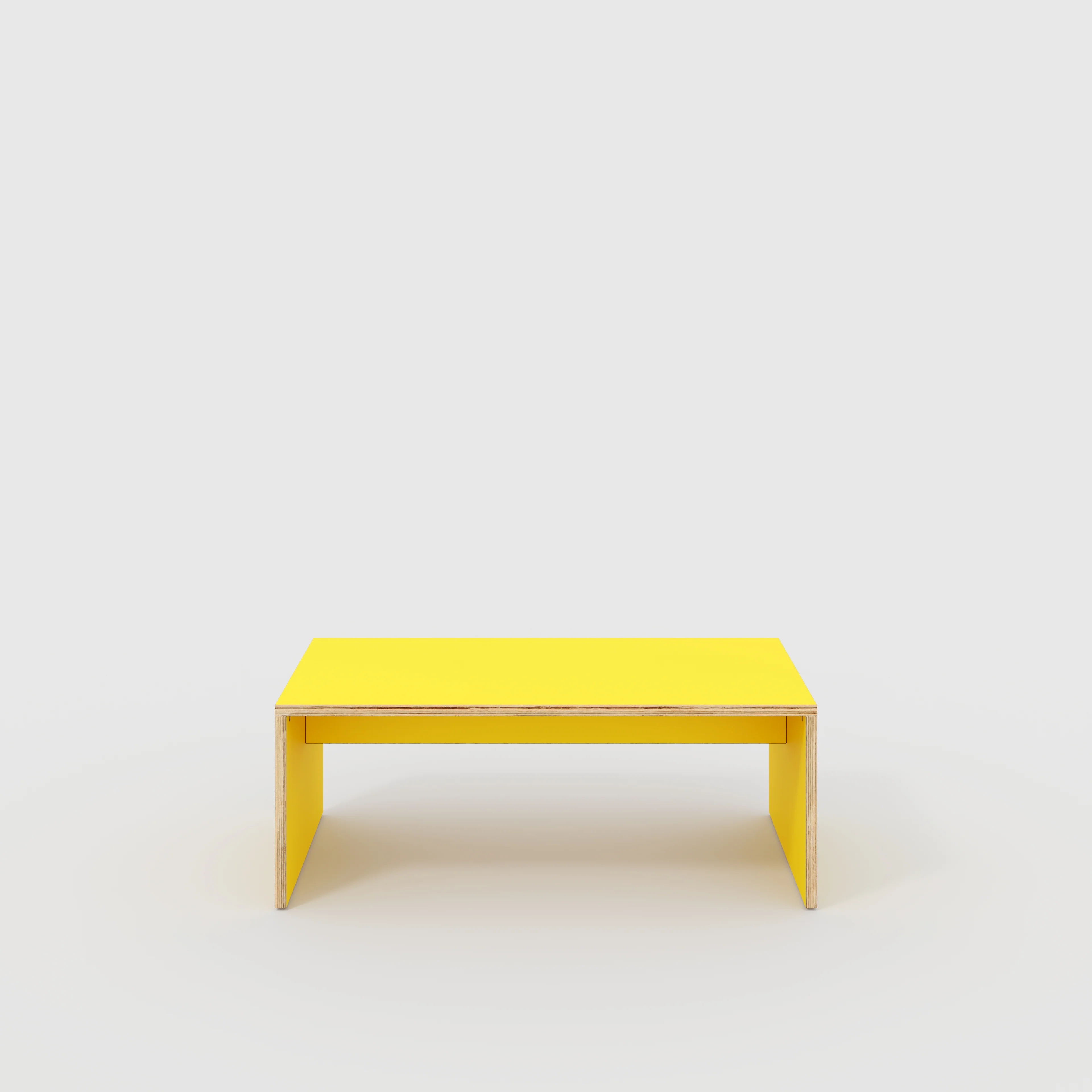 Plywood Coffee Table with Solid Sides - Formica Chrome Yellow - 1200(w) x 600(d) x 450(h)