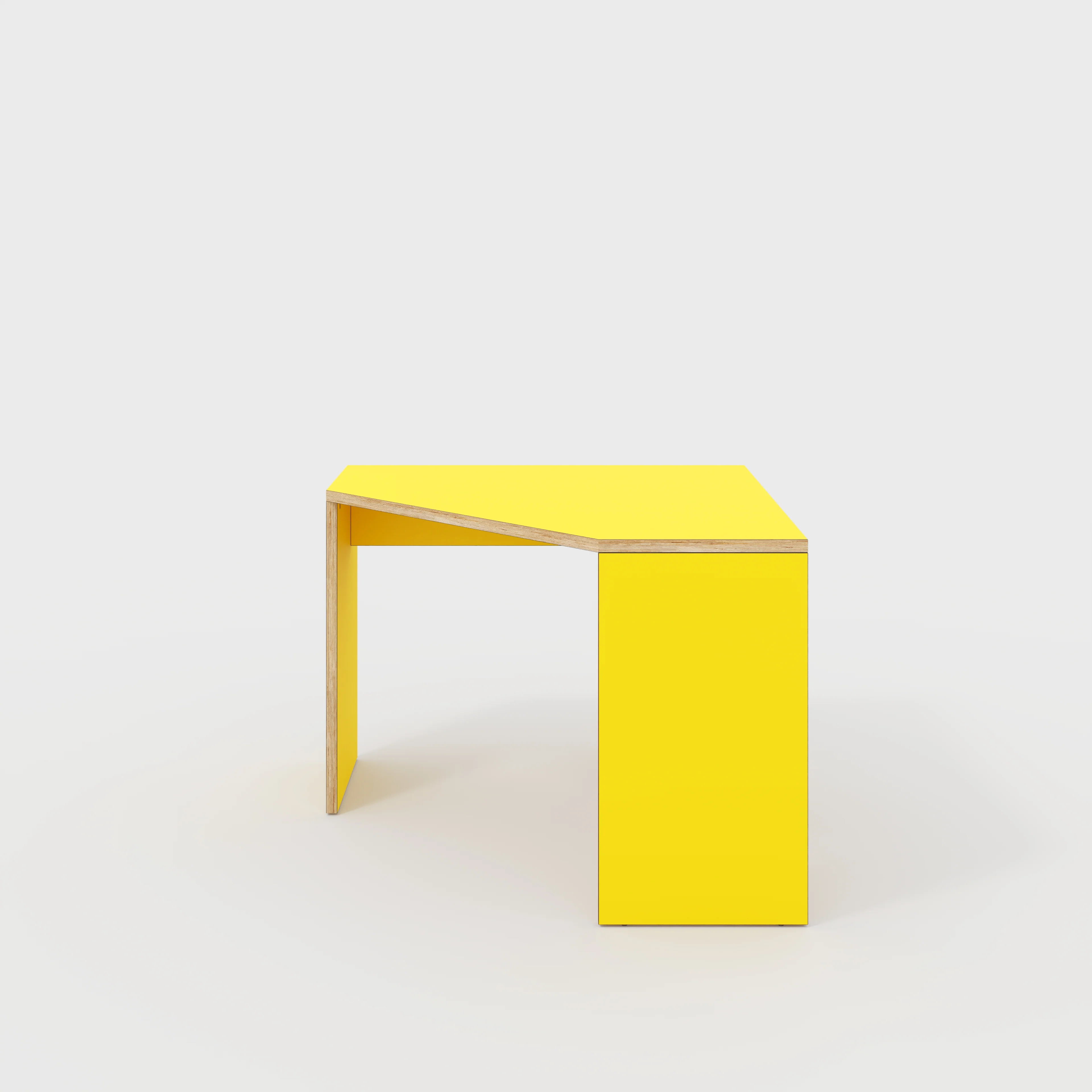 Plywood Corner Desk with Solid Sides - Formica Chrome Yellow - 1000(w) x 1000(d) x 750(h)
