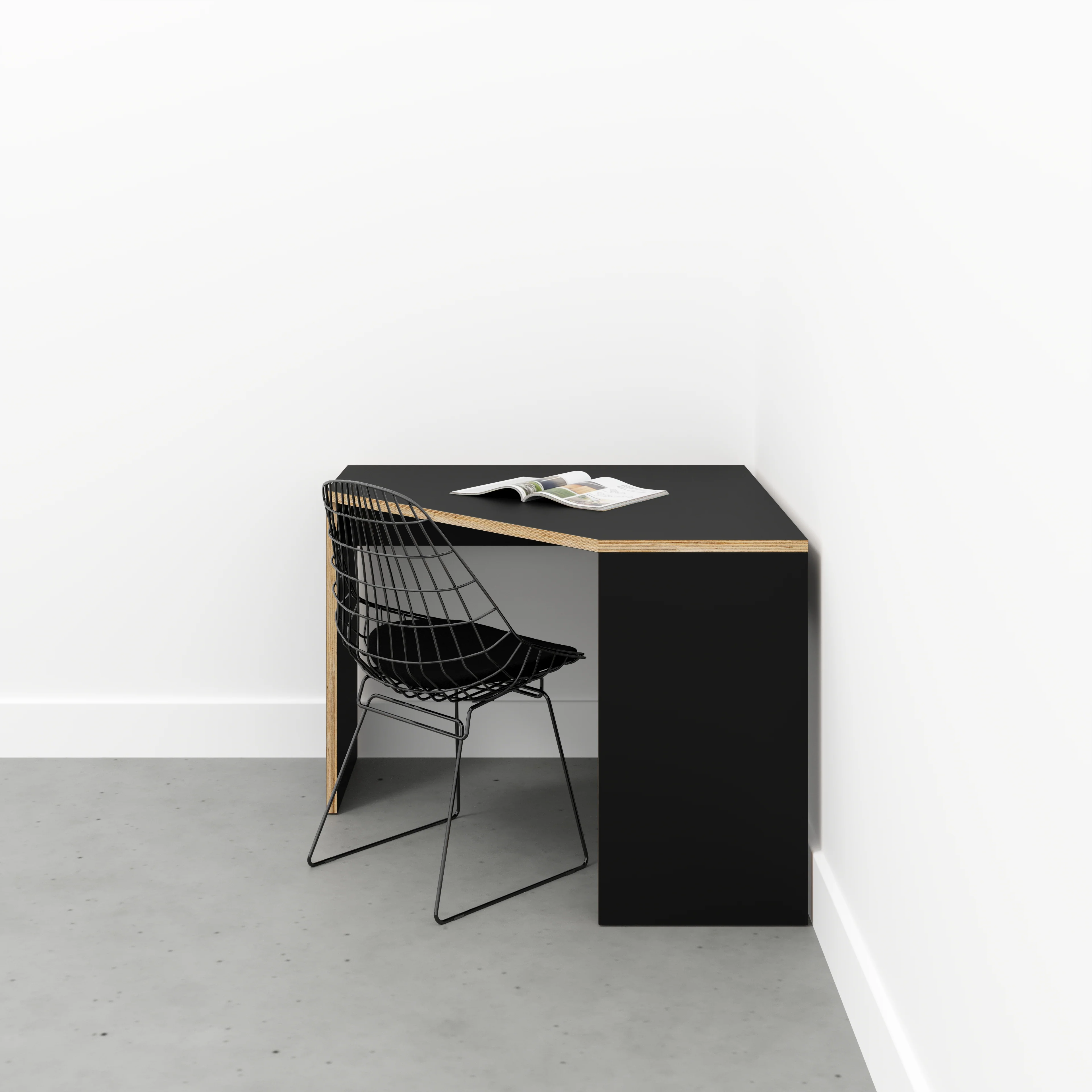 Plywood Corner Desk with Solid Sides - Formica Diamond Black - 1000(w) x 1000(d) x 750(h) - Image 2
