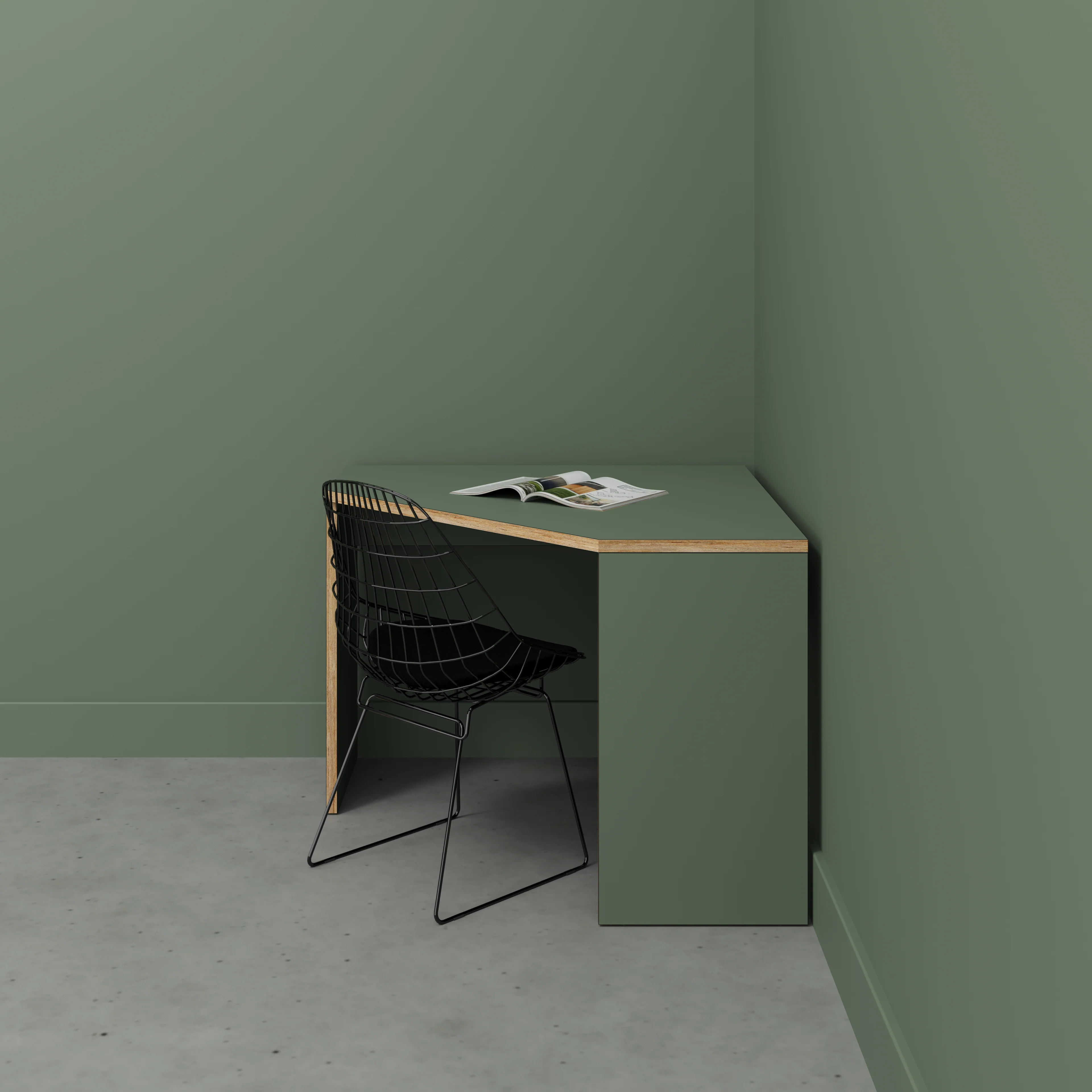 Plywood Corner Desk with Solid Sides - Formica Green Slate - 1000(w) x 1000(d) x 750(h) - Image 2