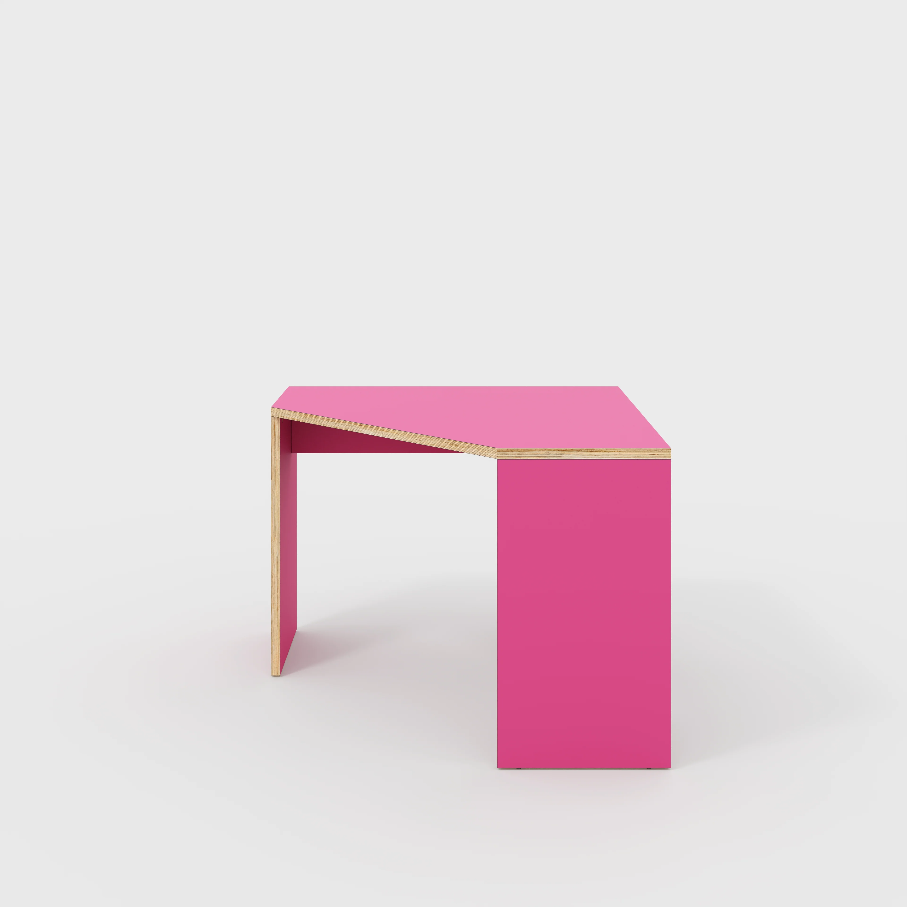 Plywood Corner Desk with Solid Sides - Formica Juicy Pink - 1000(w) x 1000(d) x 750(h)