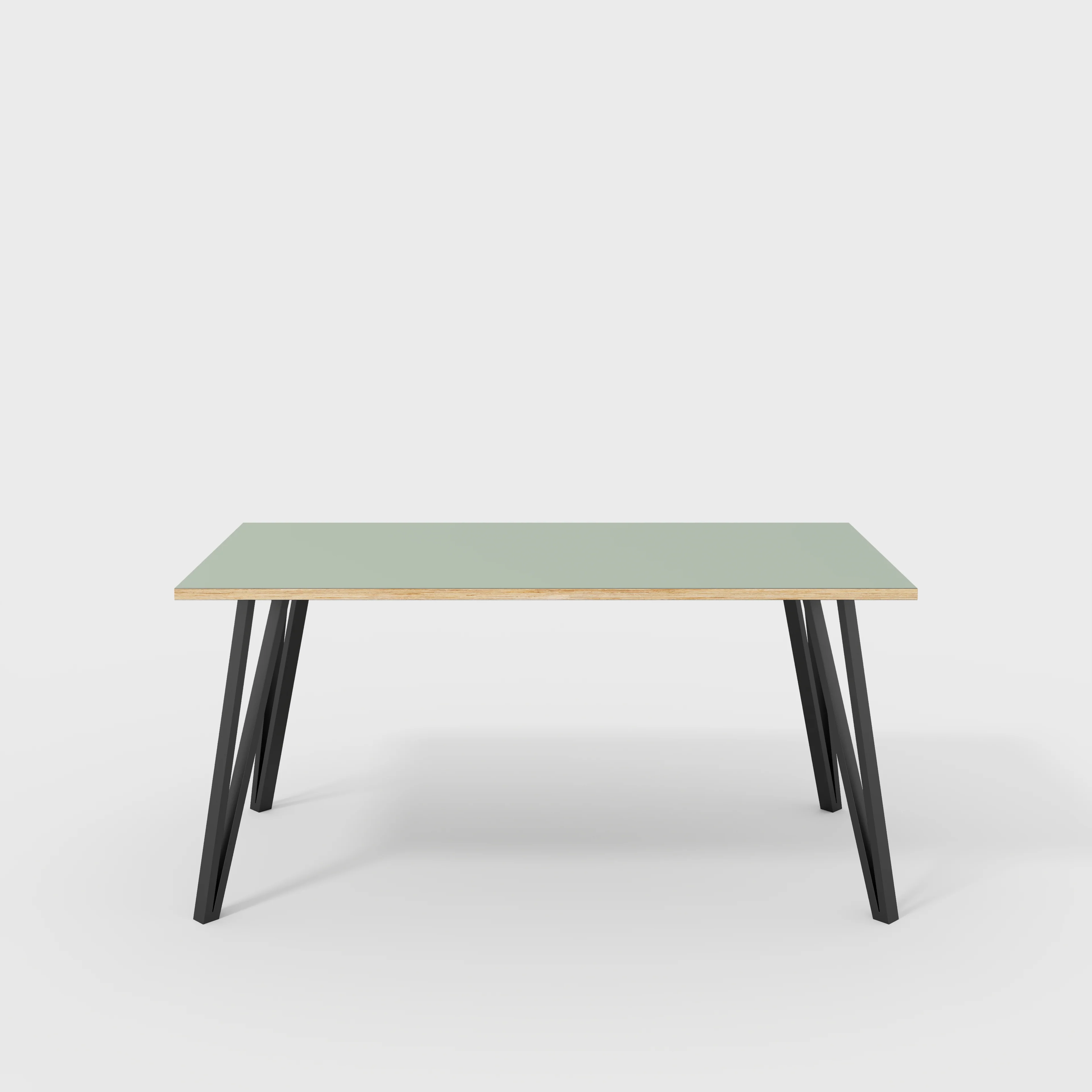Plywood Desk with Black Box Hairpin Legs - Formica Green Slate - 1600(w) x 800(d) x 735(h)