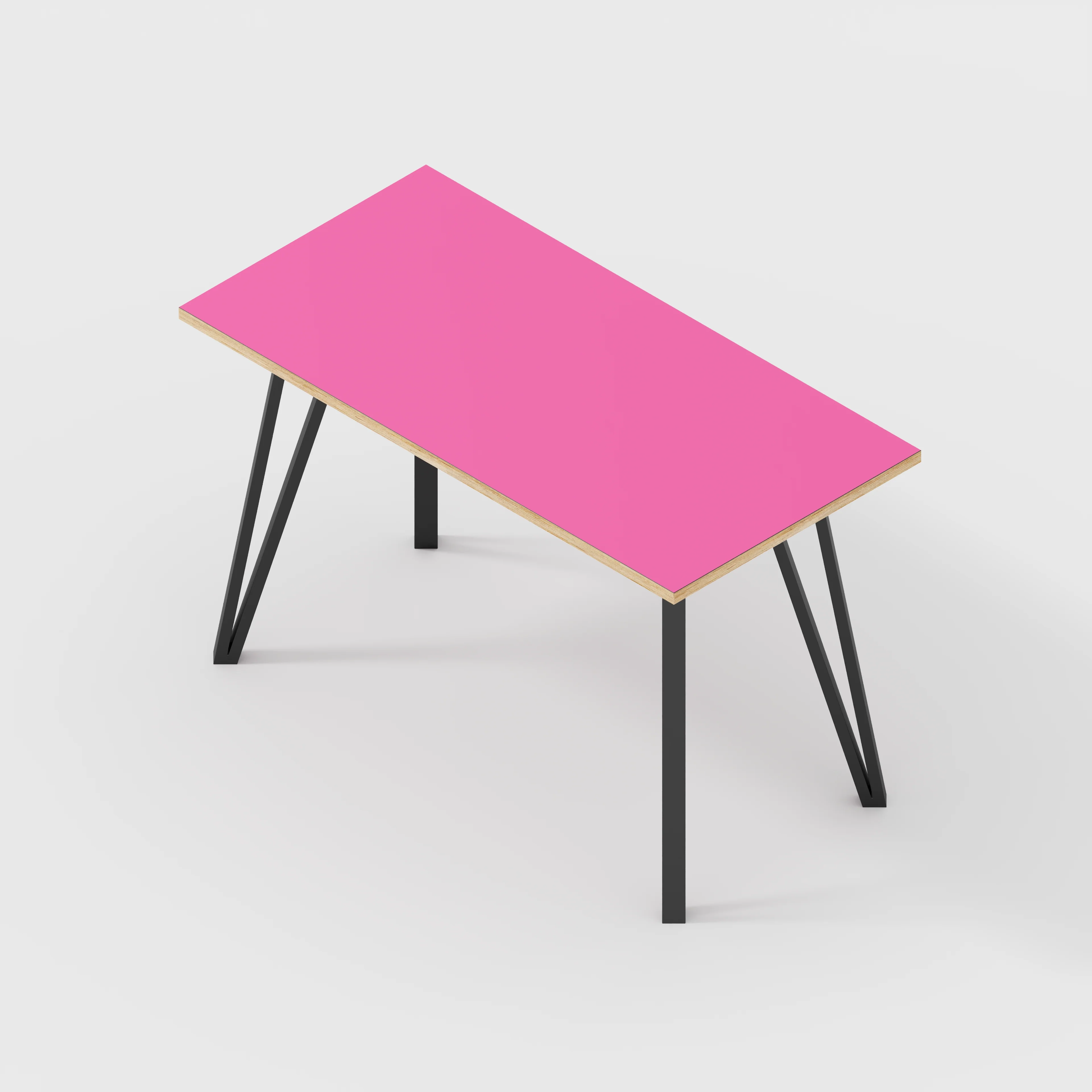 Plywood Desk with Black Box Hairpin Legs - Formica Juicy Pink - 1200(w) x 600(d) x 735(h) - Image 5