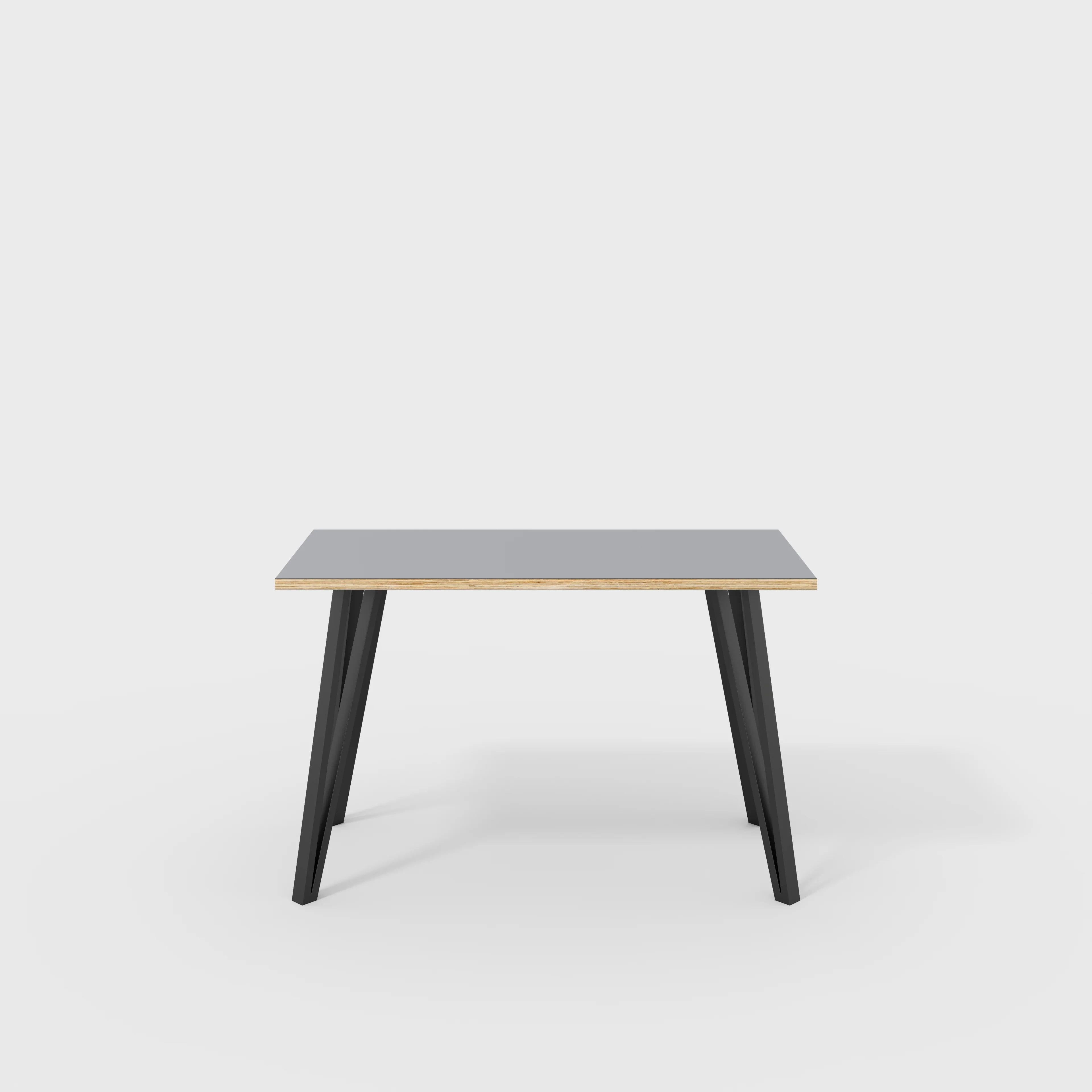 Plywood Desk with Black Box Hairpin Legs - Formica Tornado Grey - 1200(w) x 600(d) x 735(h)