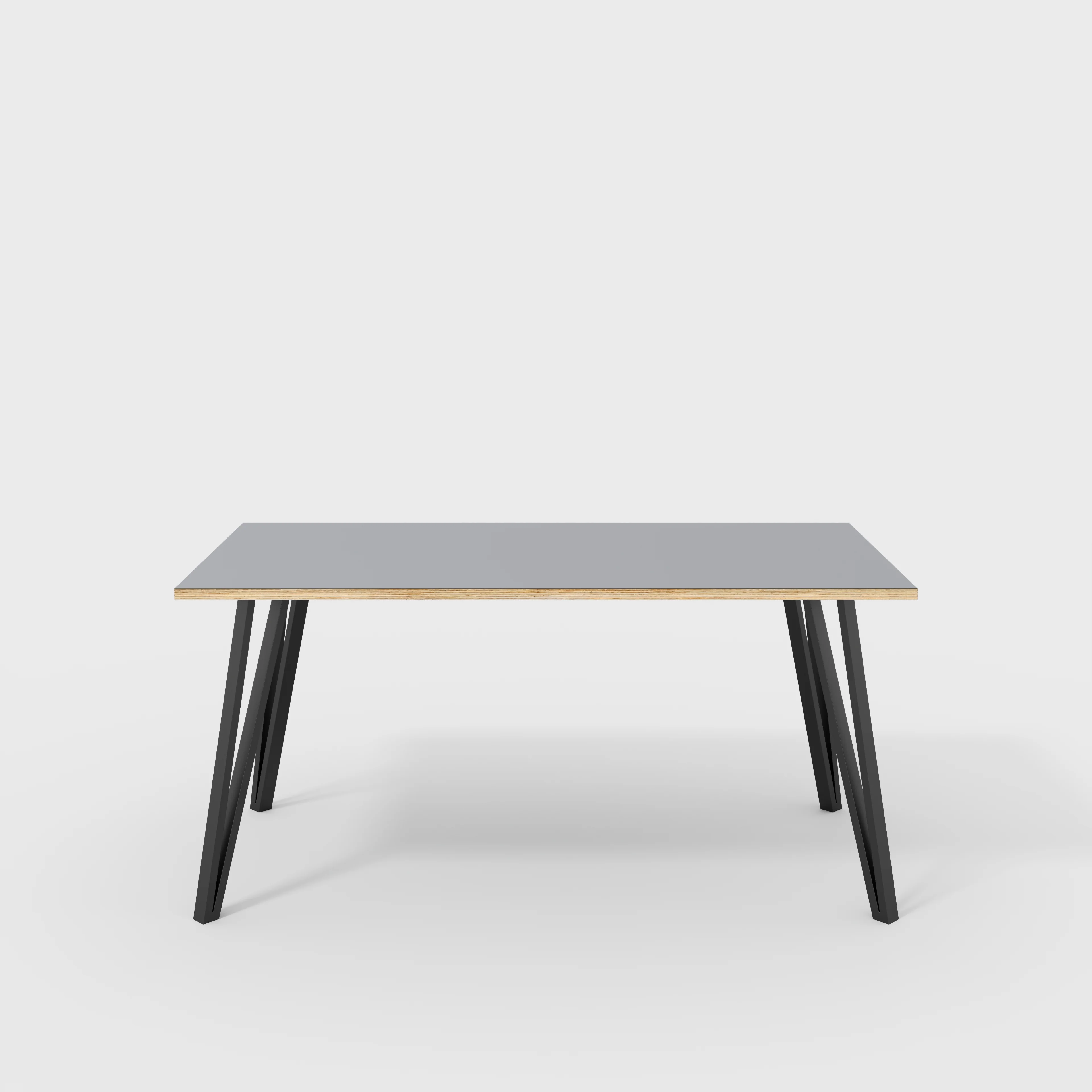 Plywood Desk with Black Box Hairpin Legs - Formica Tornado Grey - 1600(w) x 800(d) x 735(h)