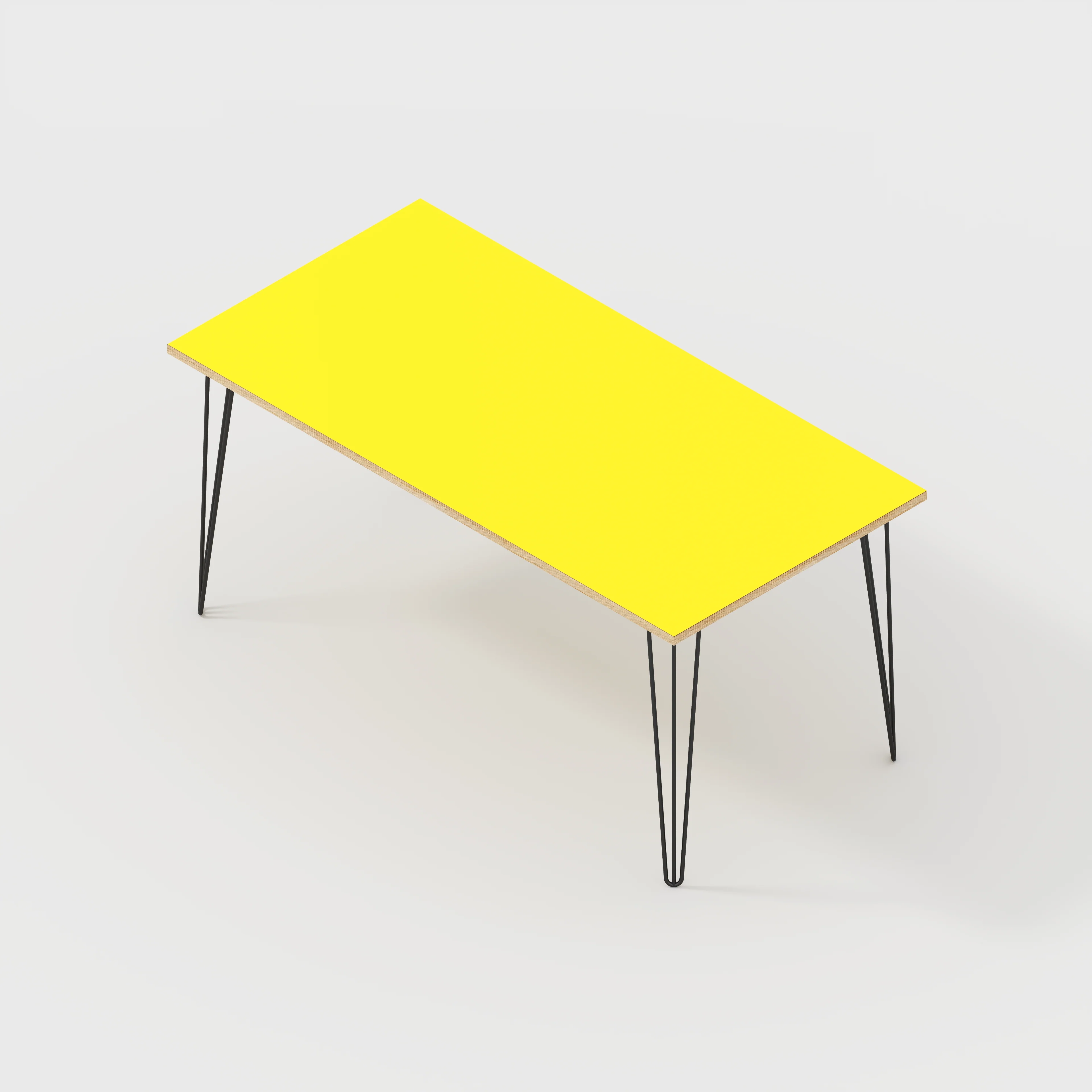 Plywood Desk with Black Hairpin Legs - Formica Chrome Yellow - 1600(w) x 800(d) x 735(h) - Image 5