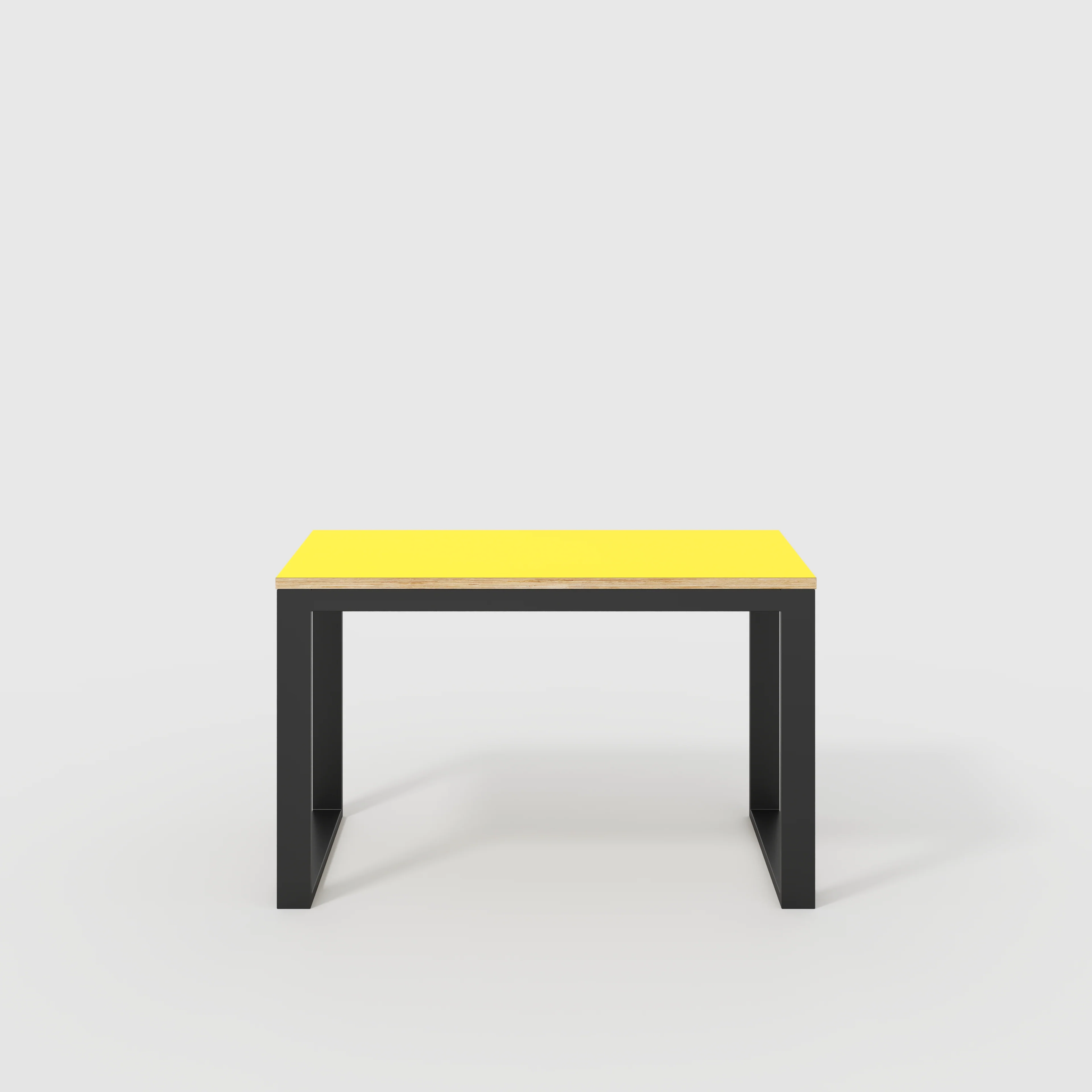 Plywood Desk with Black Industrial Frame - Formica Chrome Yellow - 1200(w) x 585(d) x 735(h)