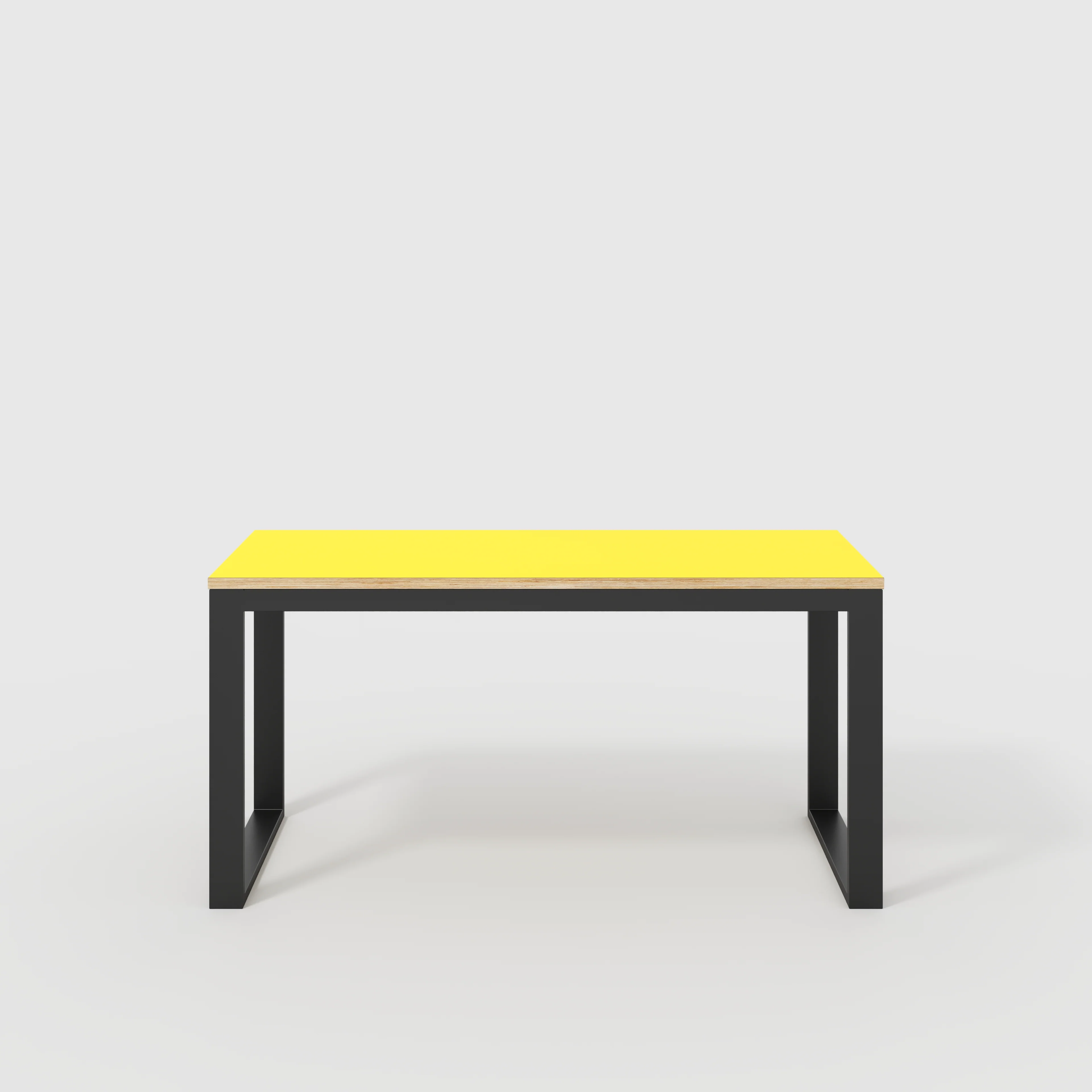 Plywood Desk with Black Industrial Frame - Formica Chrome Yellow - 1500(w) x 585(d) x 735(h)