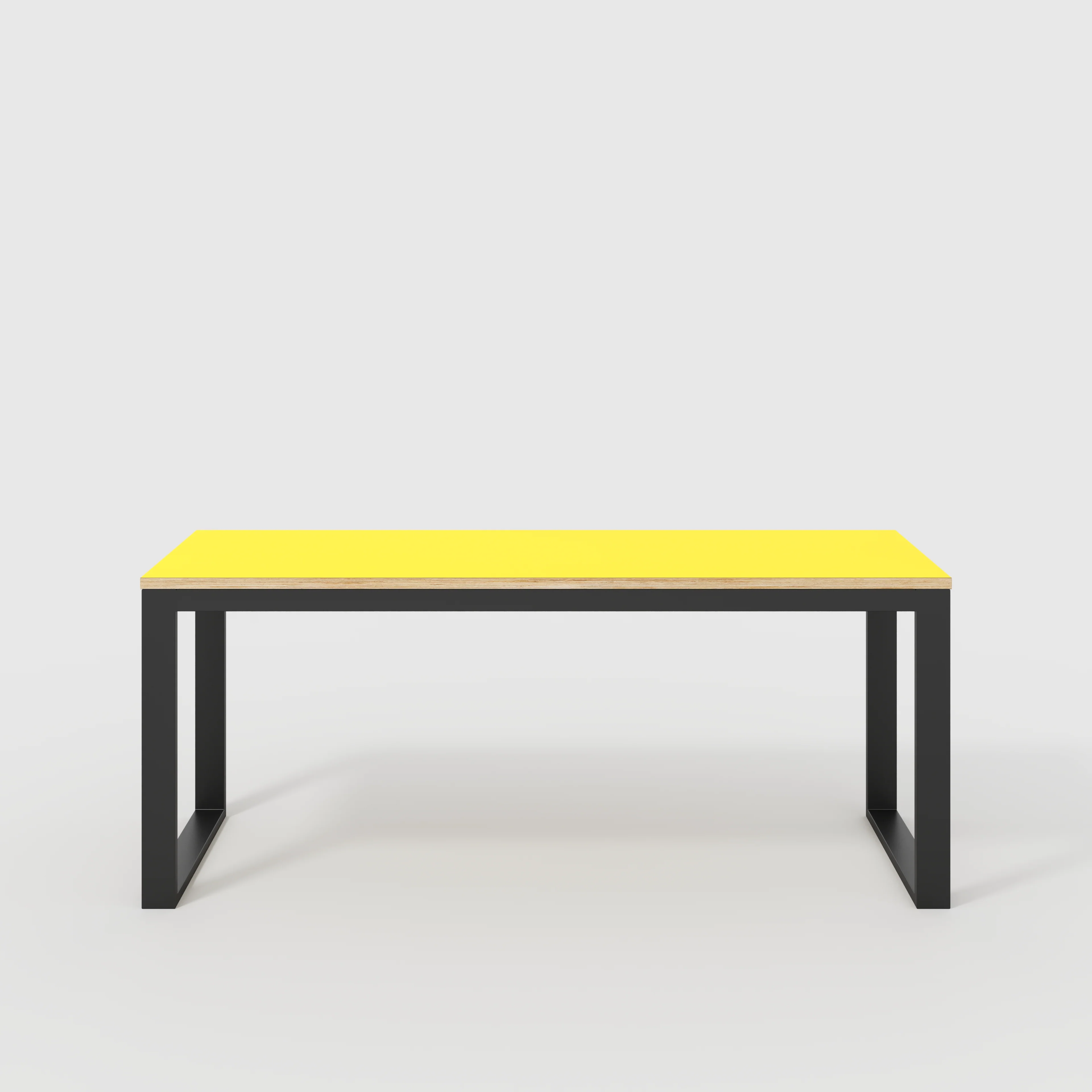 Plywood Desk with Black Industrial Frame - Formica Chrome Yellow - 1800(w) x 585(d) x 735(h)