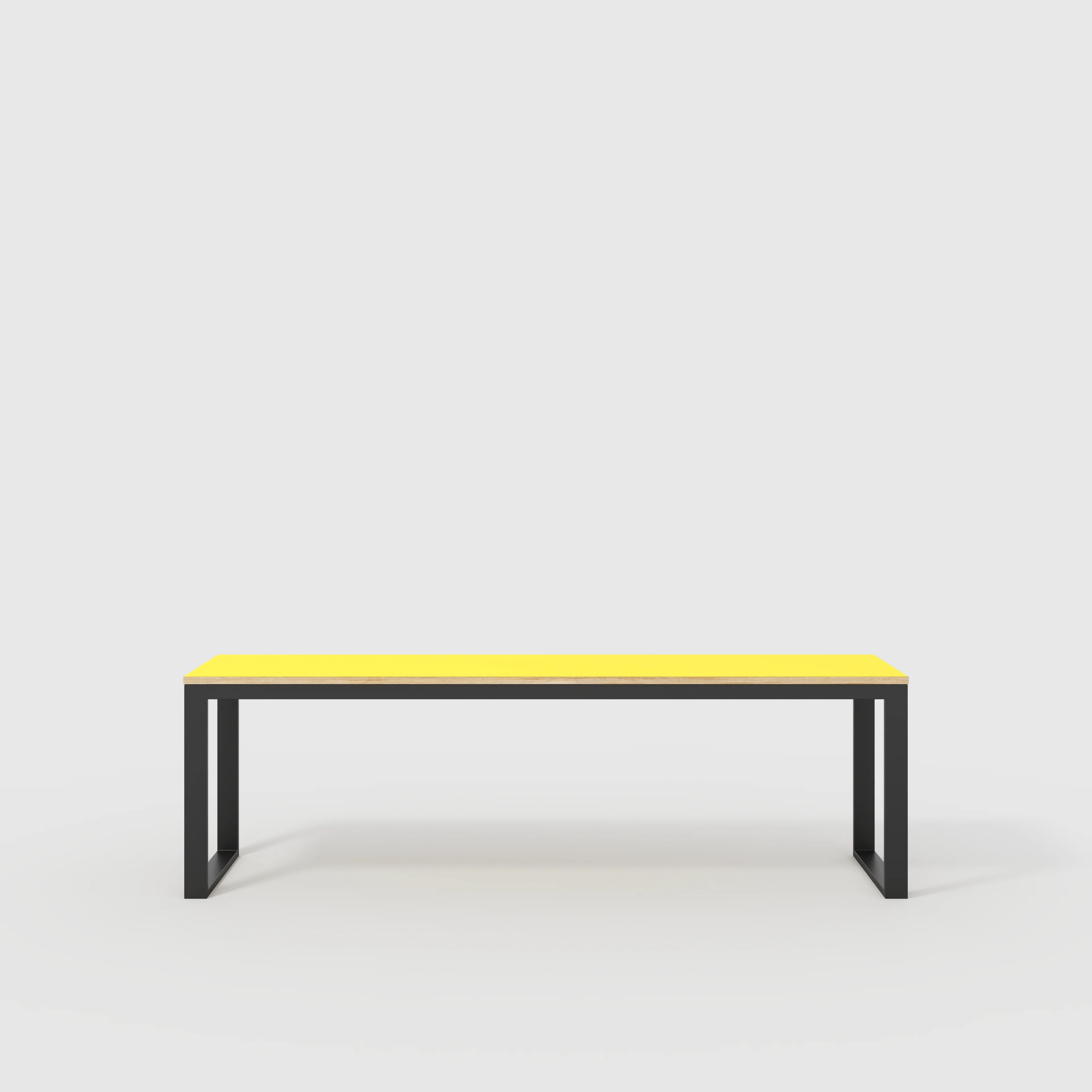 Plywood Desk with Black Industrial Frame - Formica Chrome Yellow - 2400(w) x 585(d) x 735(h)