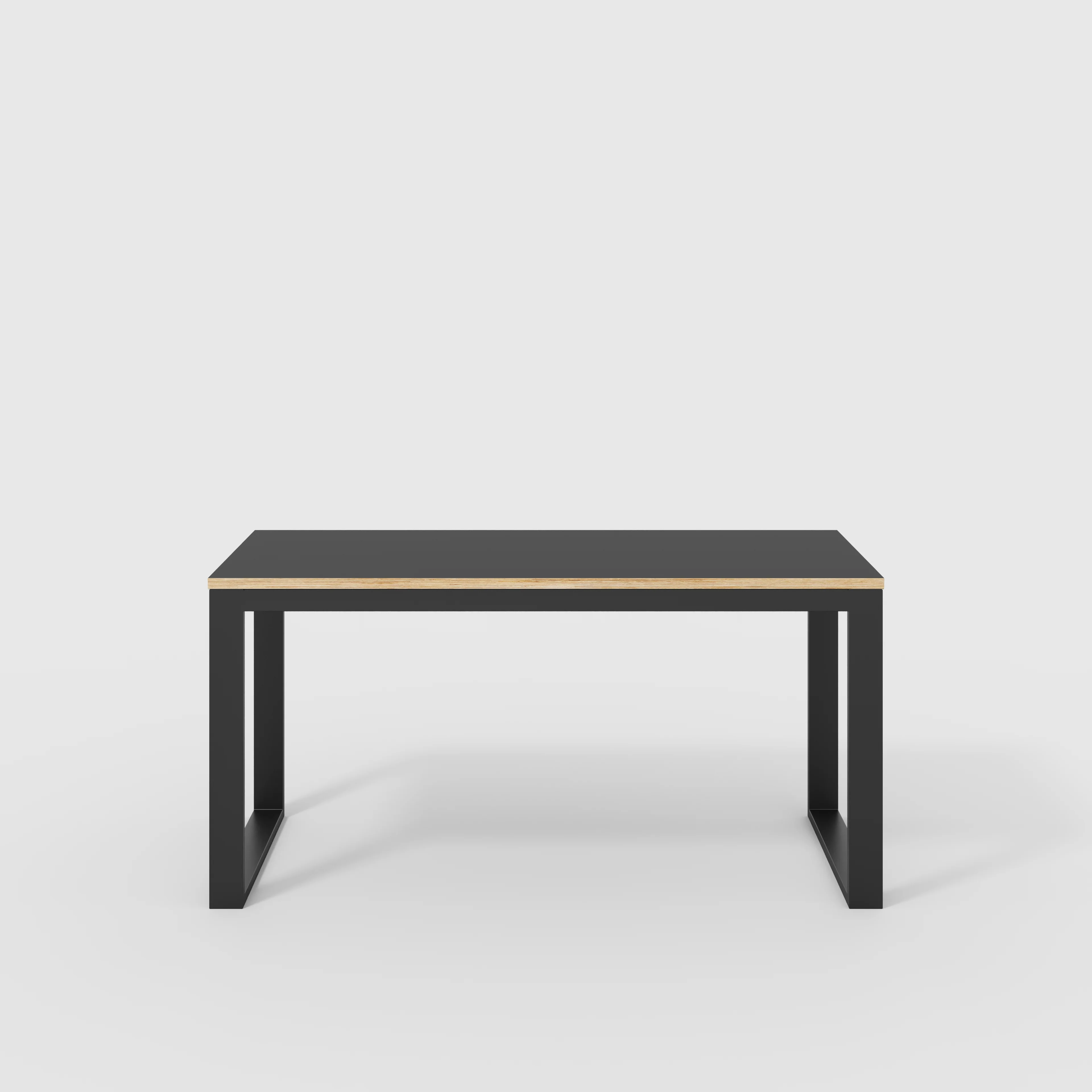 Plywood Desk with Black Industrial Frame - Formica Diamond Black - 1500(w) x 585(d) x 735(h)