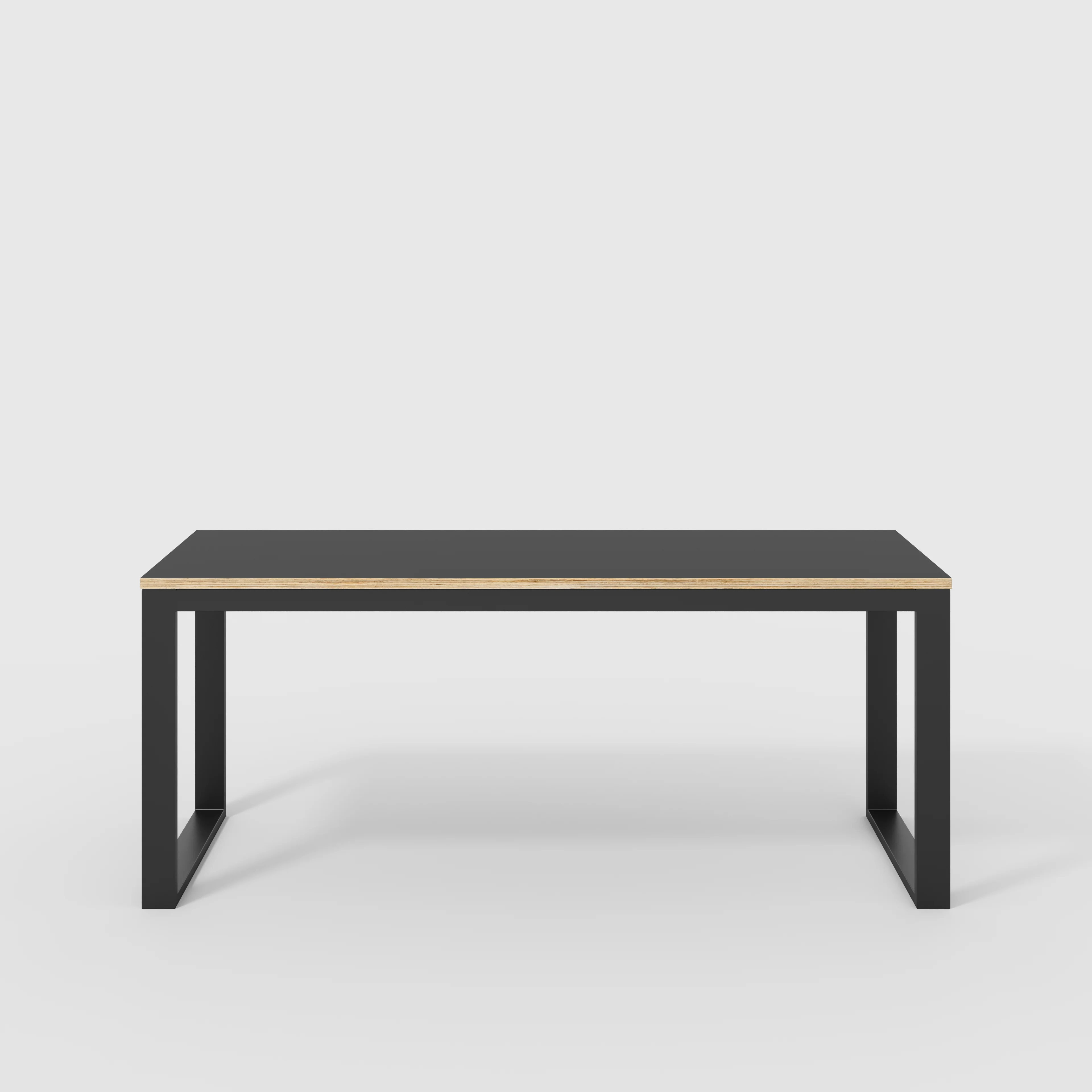 Plywood Desk with Black Industrial Frame - Formica Diamond Black - 1800(w) x 585(d) x 735(h)