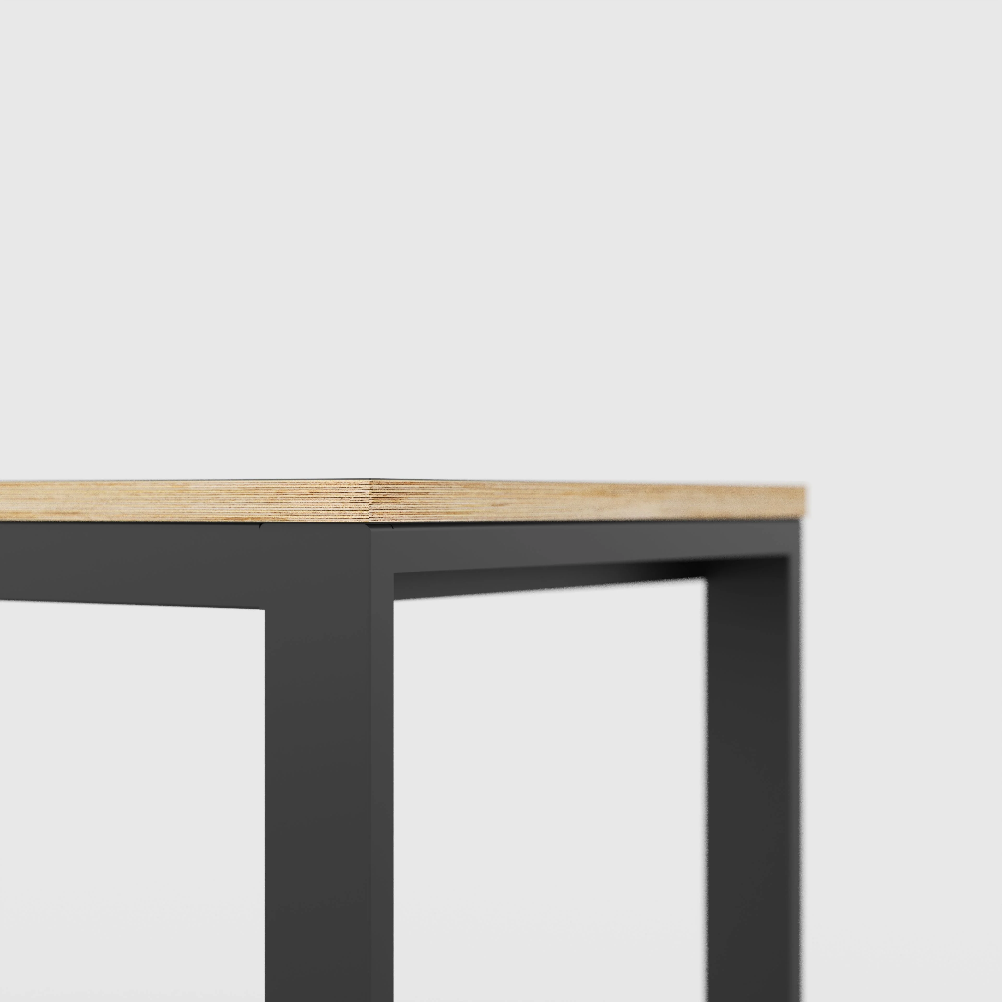 Plywood Desk with Black Industrial Frame - Formica Diamond Black - 2400(w) x 585(d) x 735(h) - Image 4