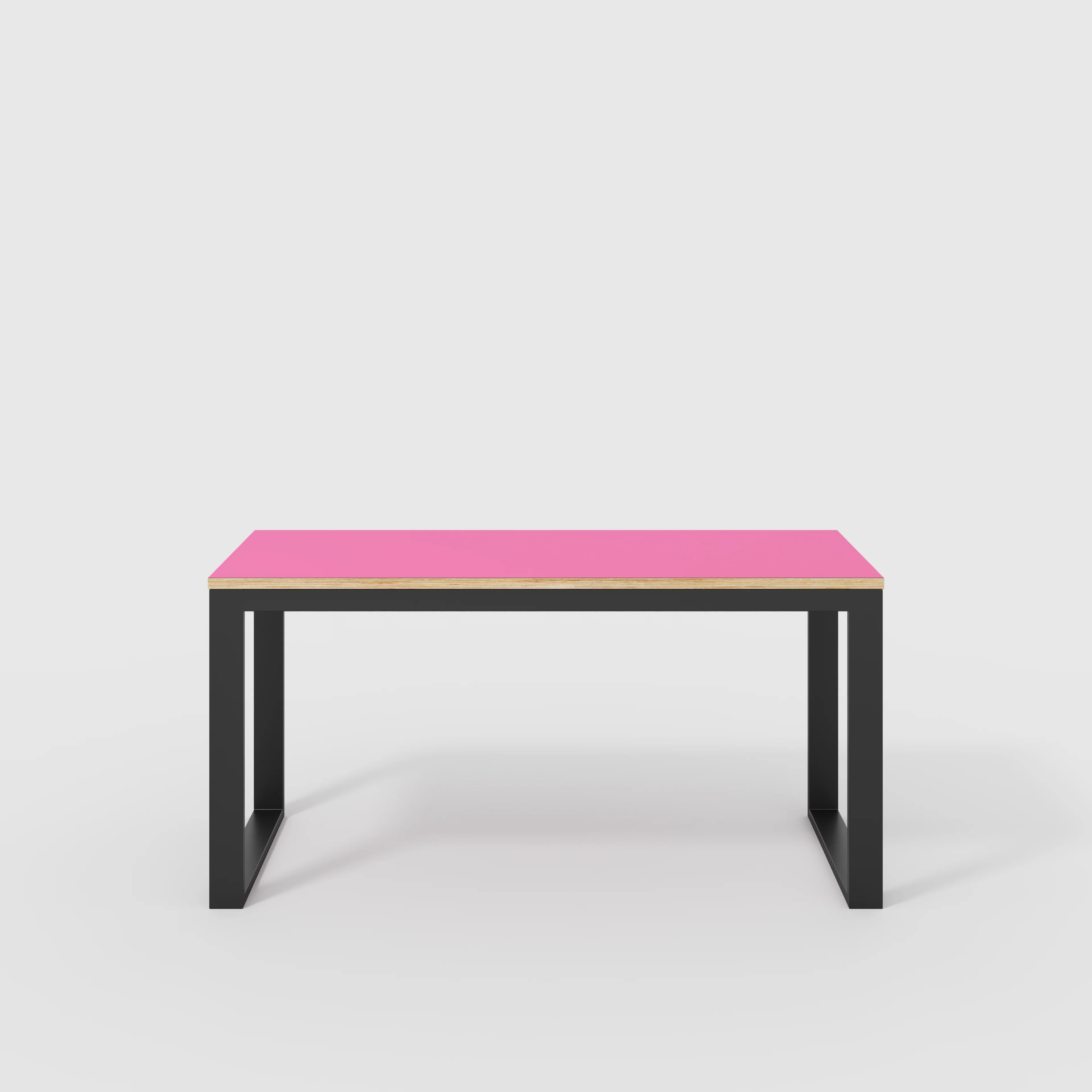 Plywood Desk with Black Industrial Frame - Formica Juicy Pink - 1500(w) x 585(d) x 735(h)
