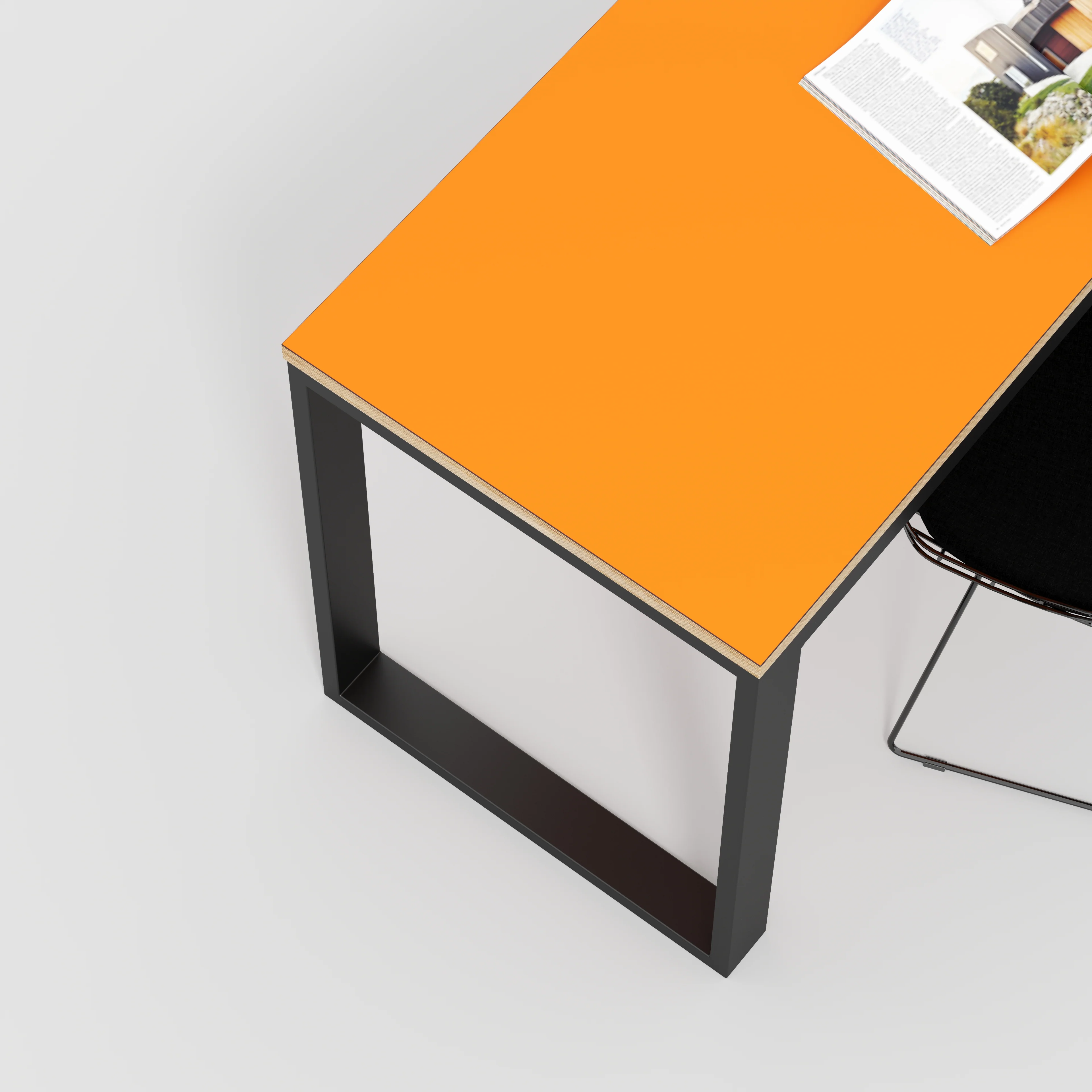 Plywood Desk with Black Industrial Frame - Formica Levante Orange - 1200(w) x 585(d) x 735(h) - Image 3