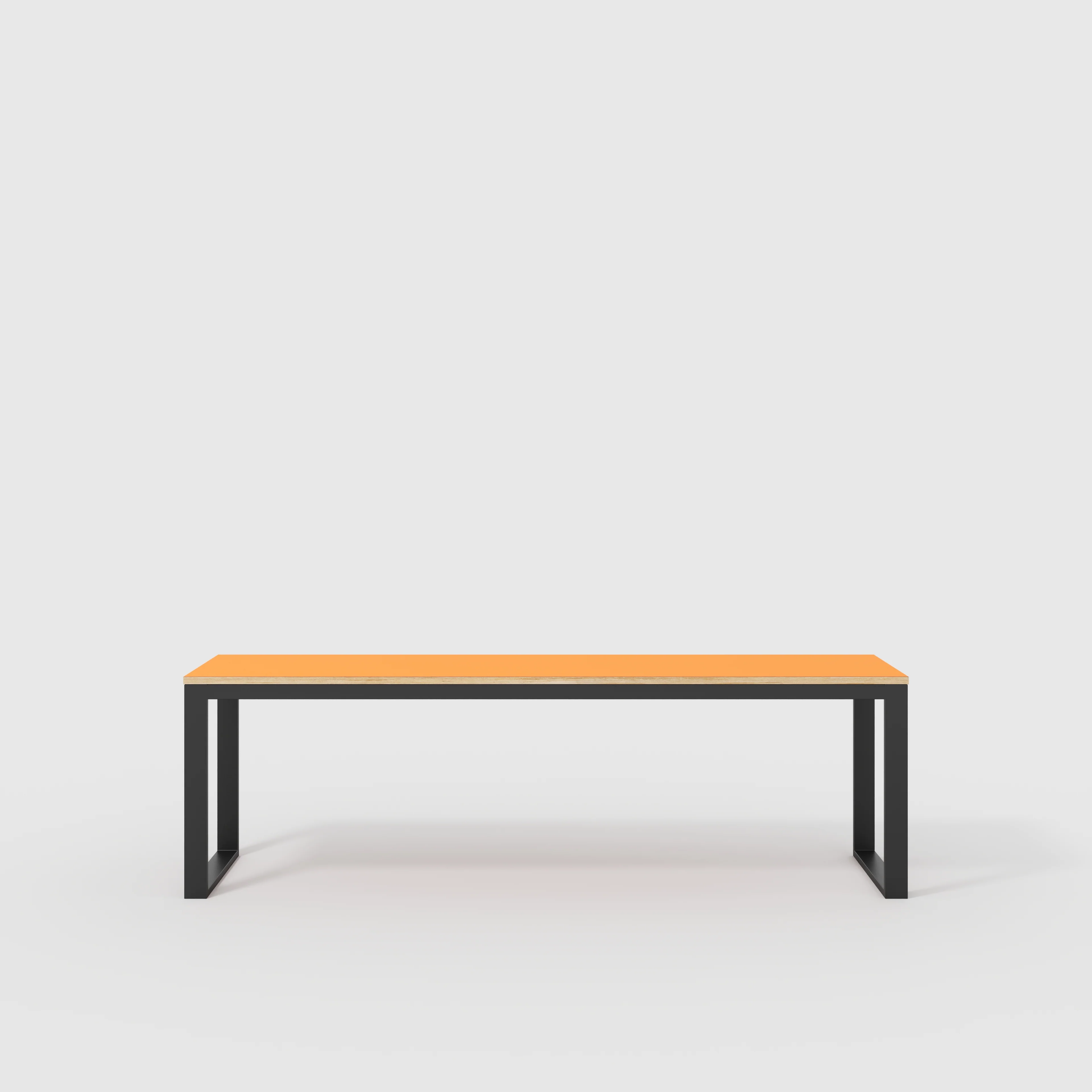 Plywood Desk with Black Industrial Frame - Formica Levante Orange - 2400(w) x 585(d) x 735(h)