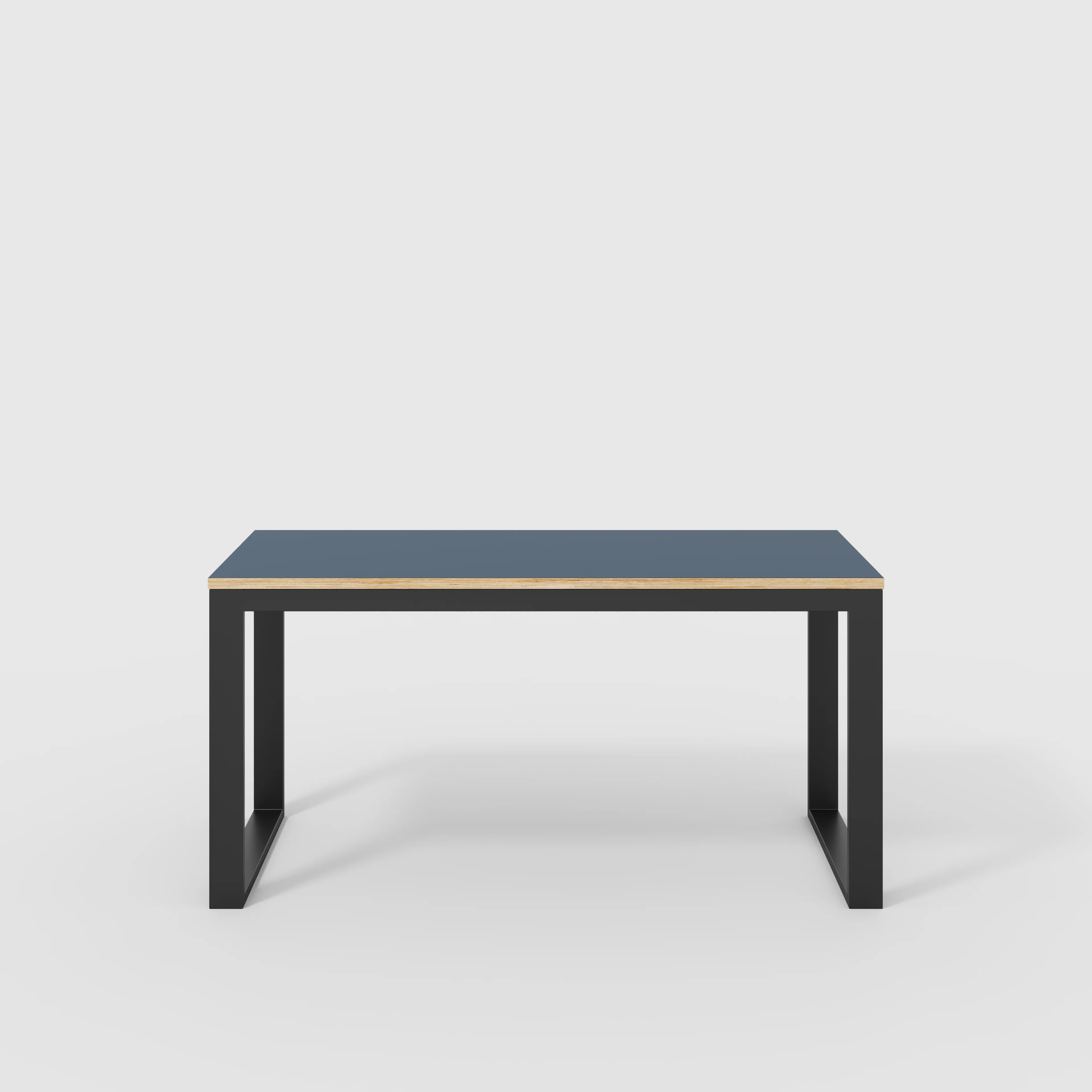 Plywood Desk with Black Industrial Frame - Formica Night Sea Blue - 1500(w) x 585(d) x 735(h)