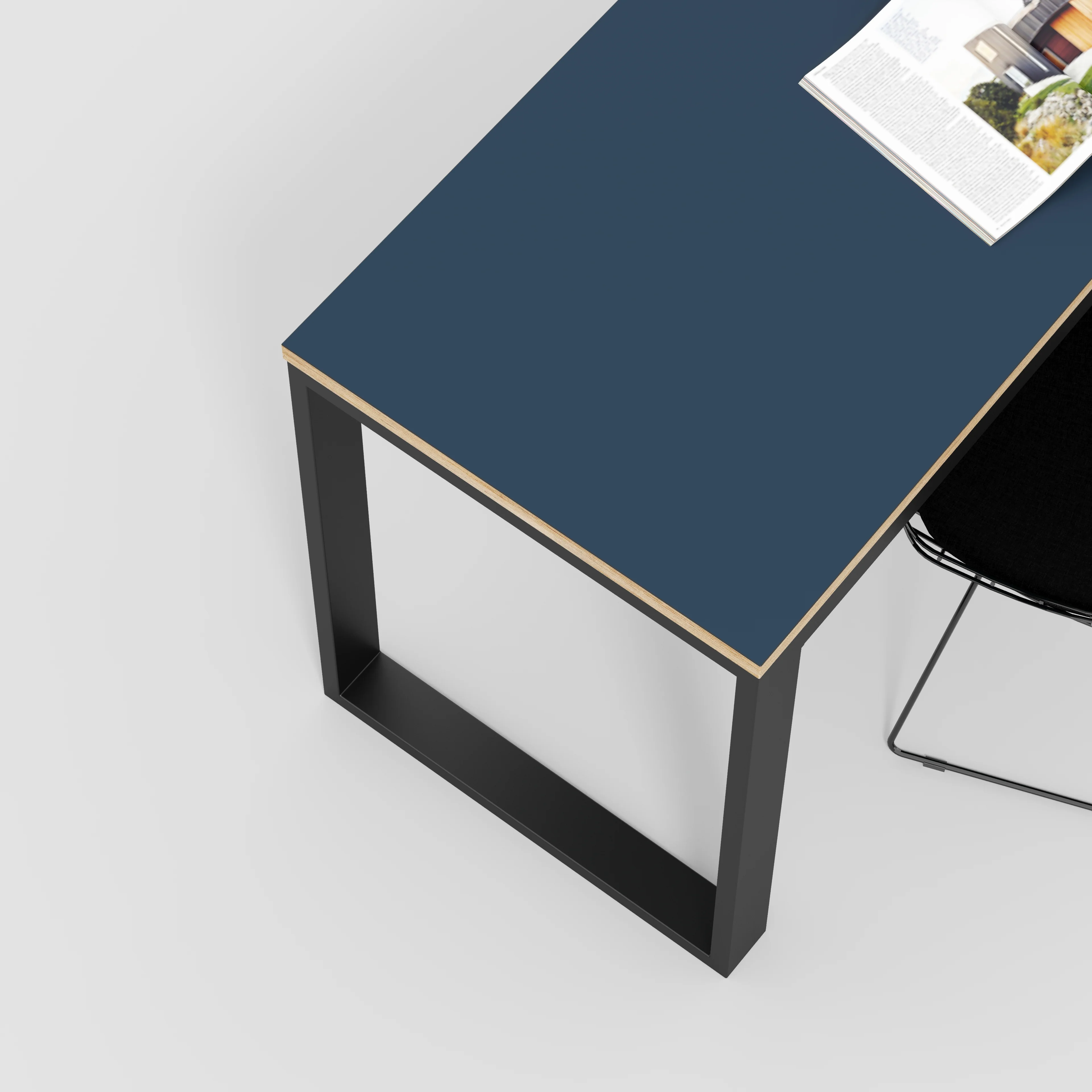 Plywood Desk with Black Industrial Frame - Formica Night Sea Blue - 1500(w) x 585(d) x 735(h) - Image 3