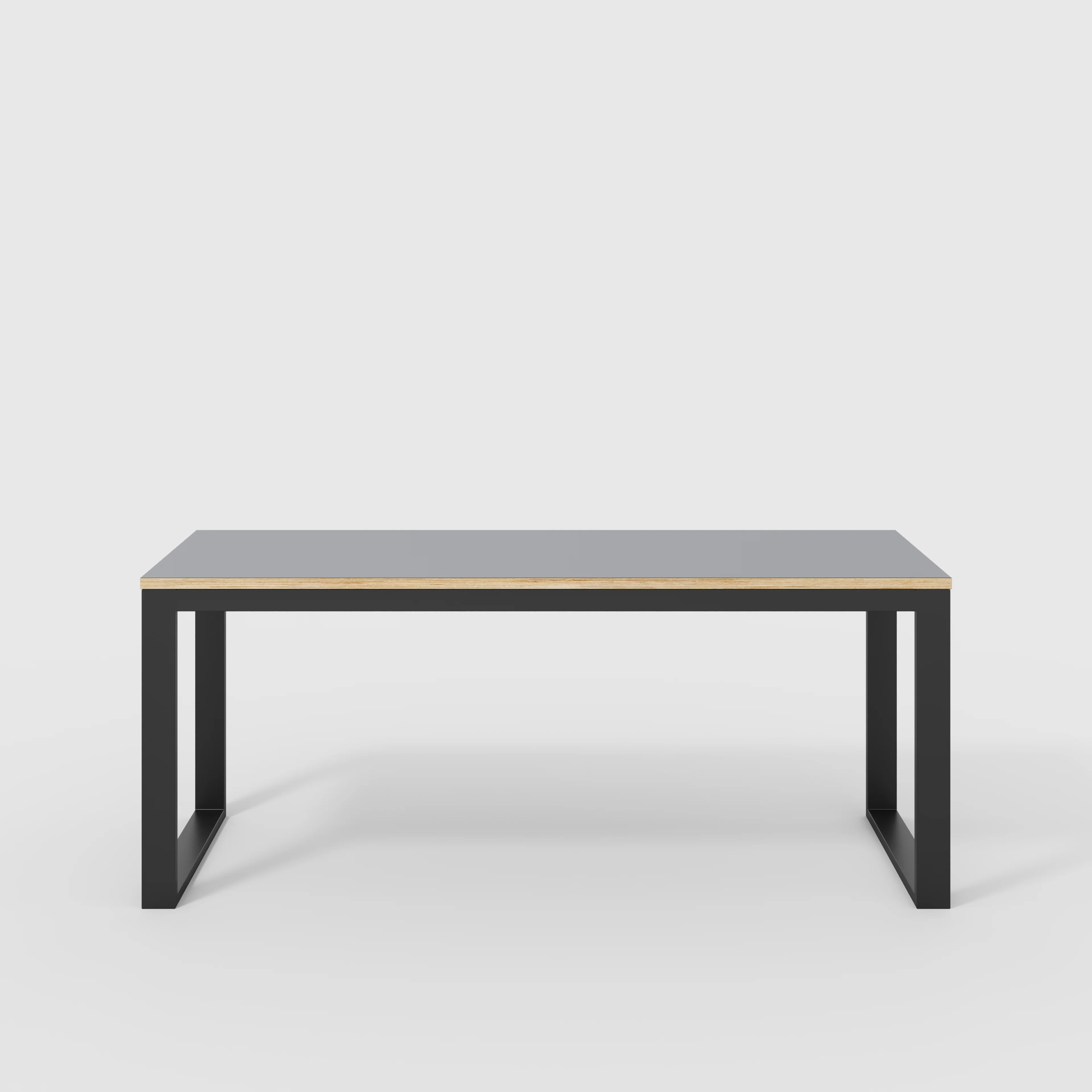 Plywood Desk with Black Industrial Frame - Formica Tornado Grey - 1800(w) x 585(d) x 735(h)