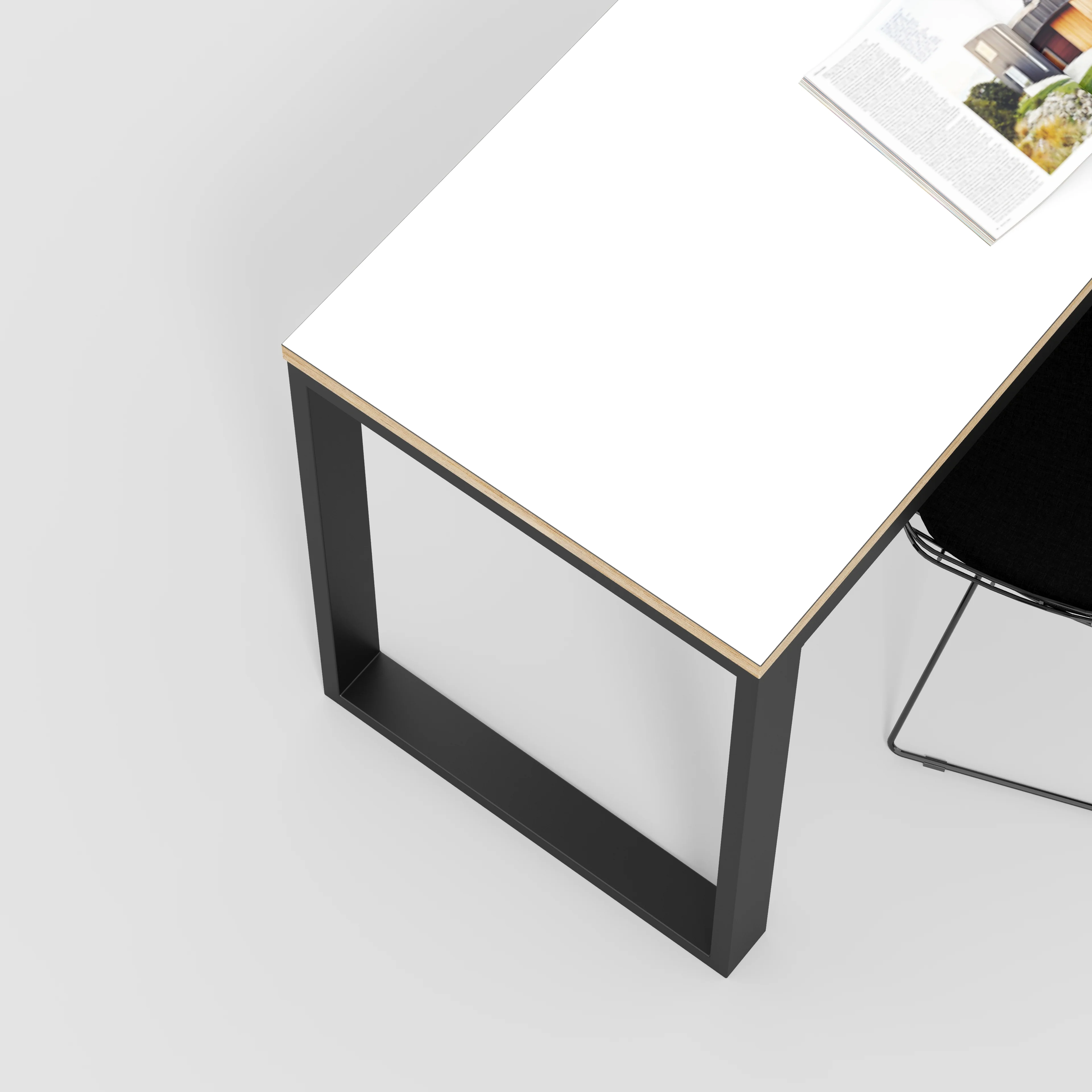 Plywood Desk with Black Industrial Frame - Formica White - 1200(w) x 585(d) x 735(h) - Image 3