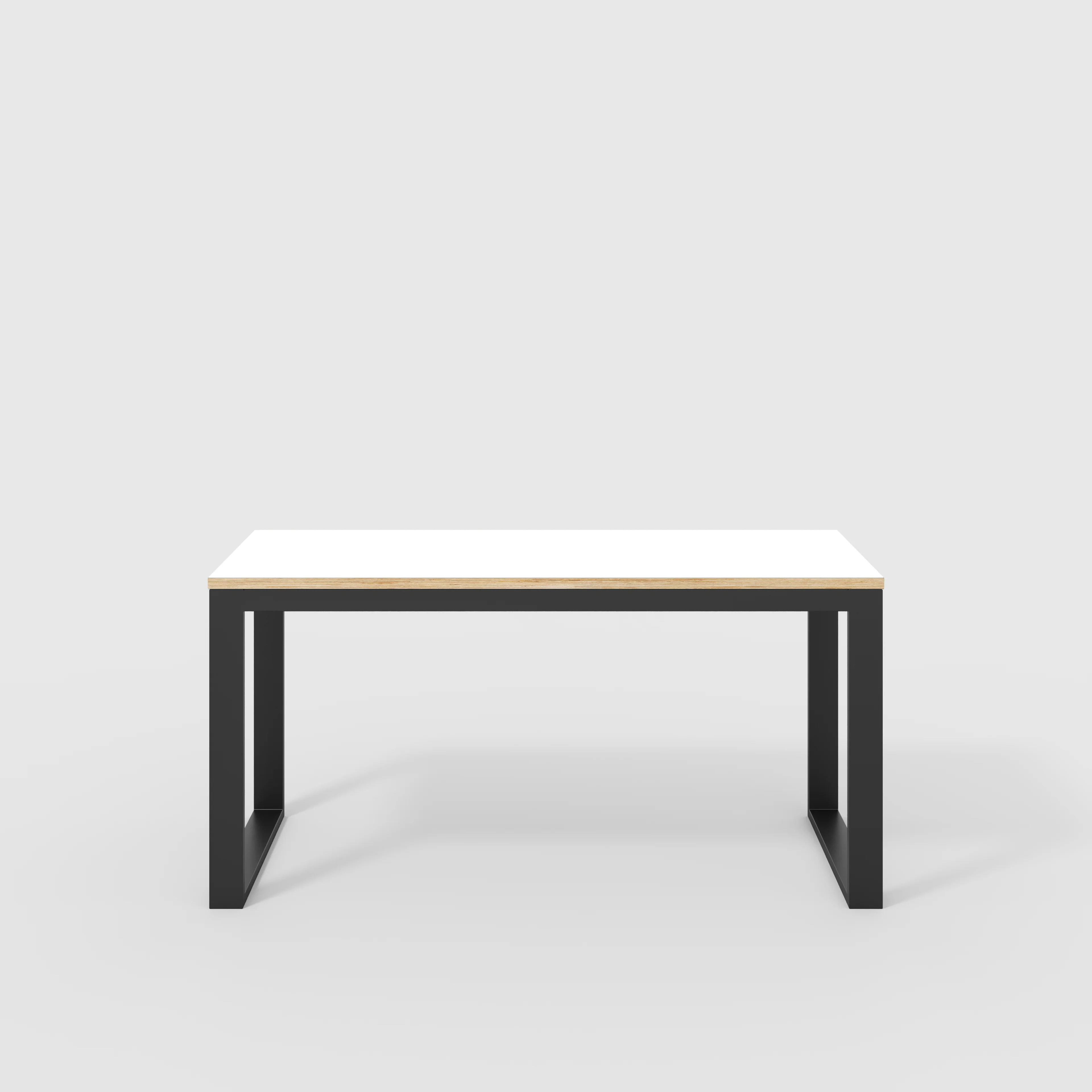 Plywood Desk with Black Industrial Frame - Formica White - 1500(w) x 585(d) x 735(h)
