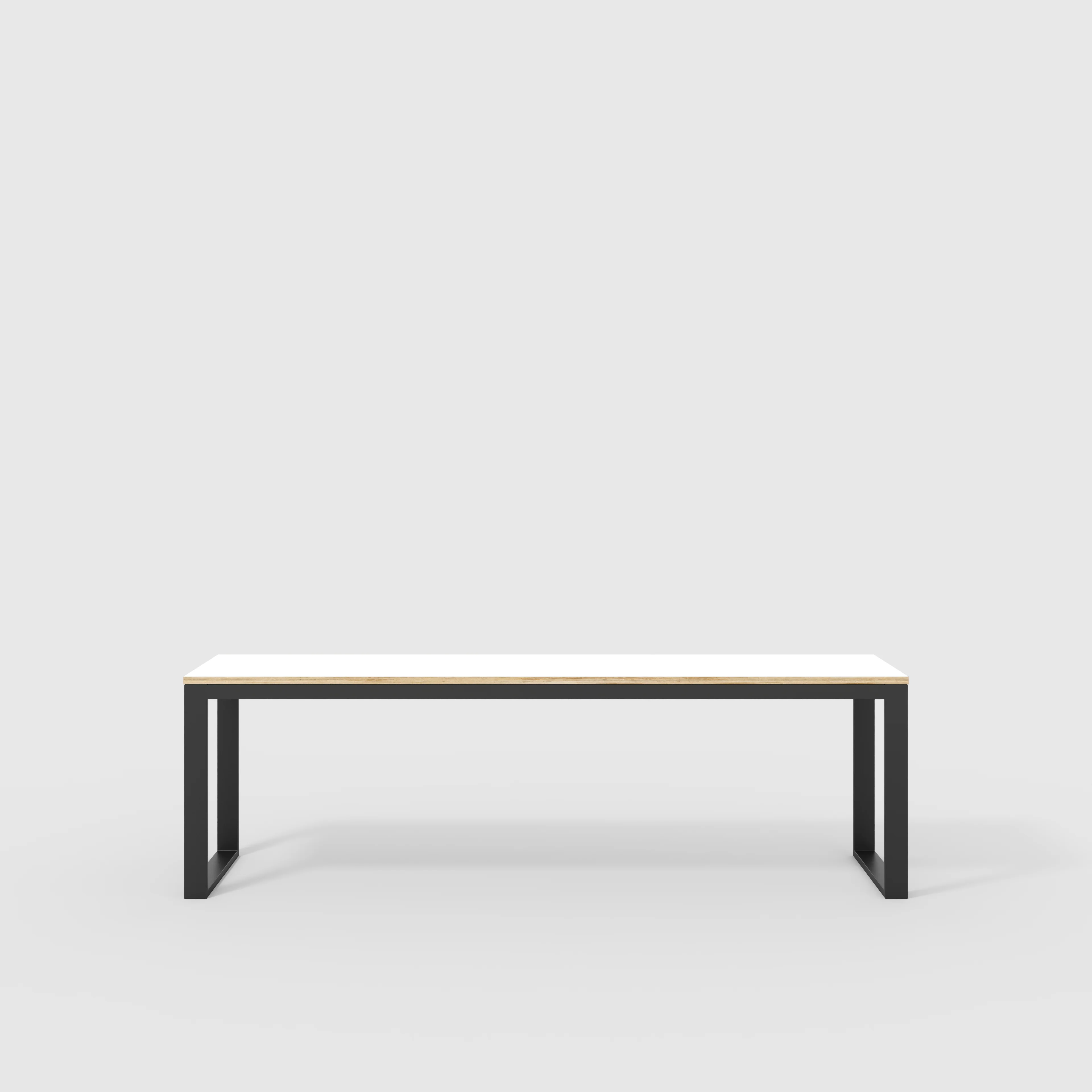 Plywood Desk with Black Industrial Frame - Formica White - 2400(w) x 585(d) x 735(h)
