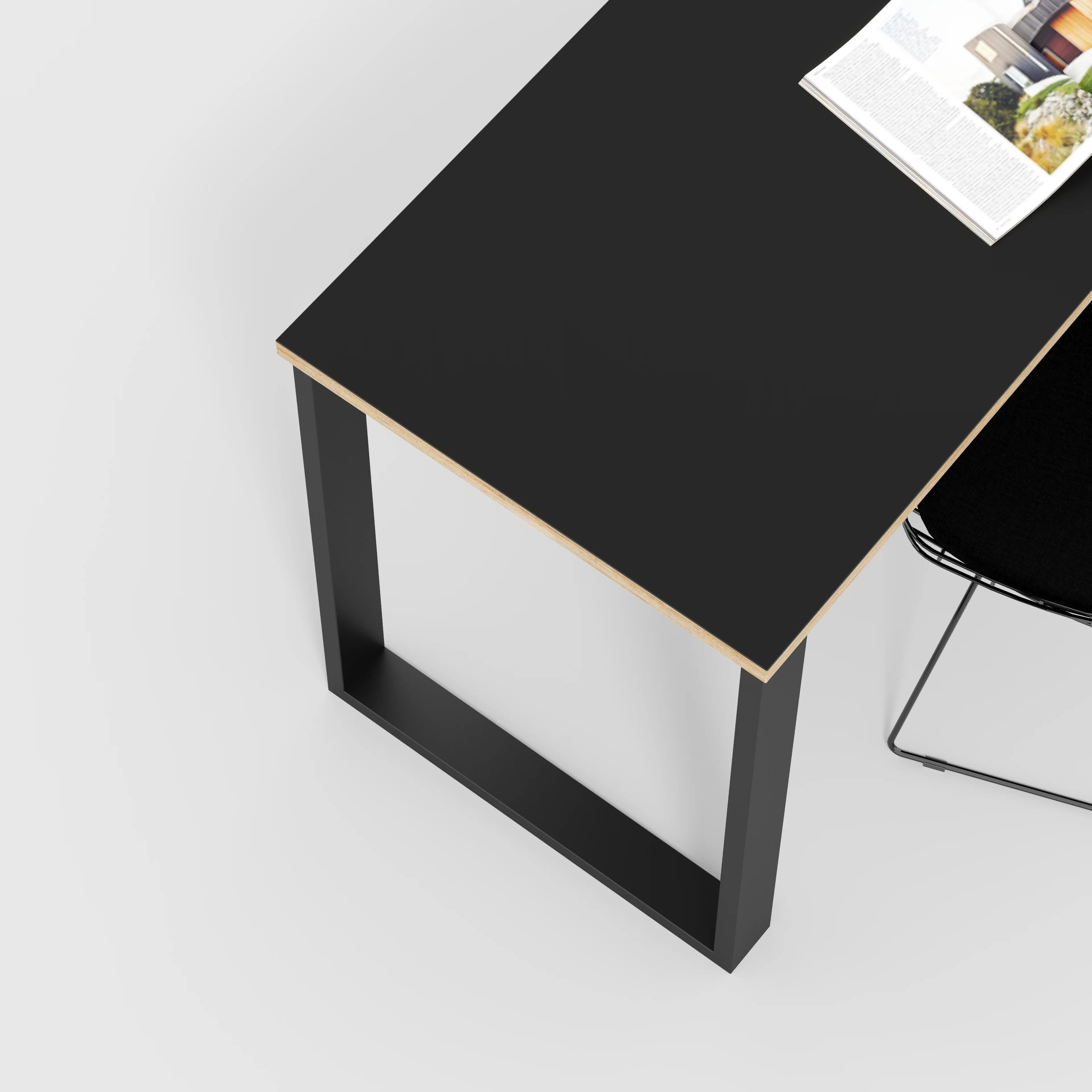 Plywood Desk with Black Industrial Legs - Formica Diamond Black - 1200(w) x 600(d) x 735(h) - Image 3