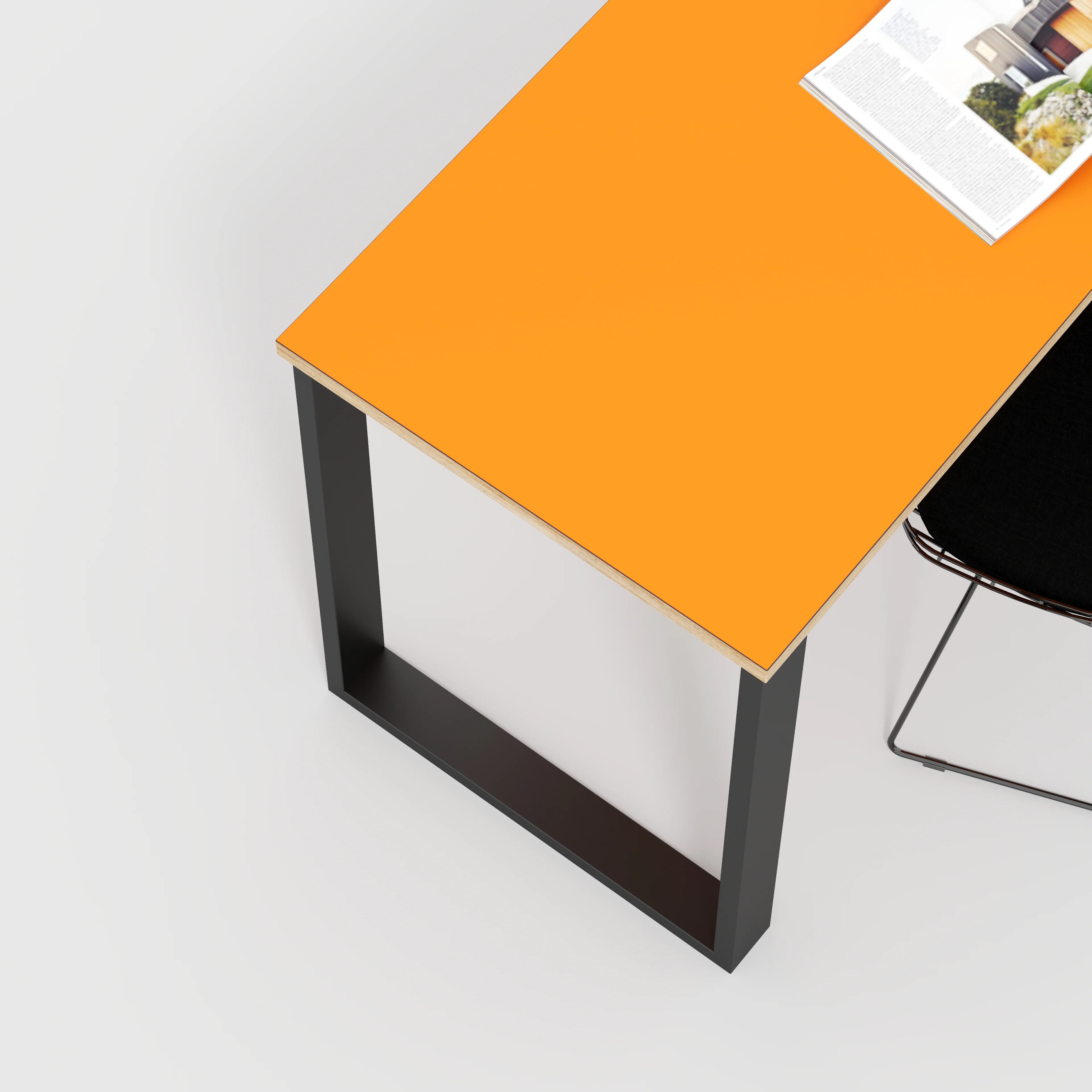 Plywood Desk with Black Industrial Legs - Formica Levante Orange - 1600(w) x 800(d) x 735(h) - Image 3