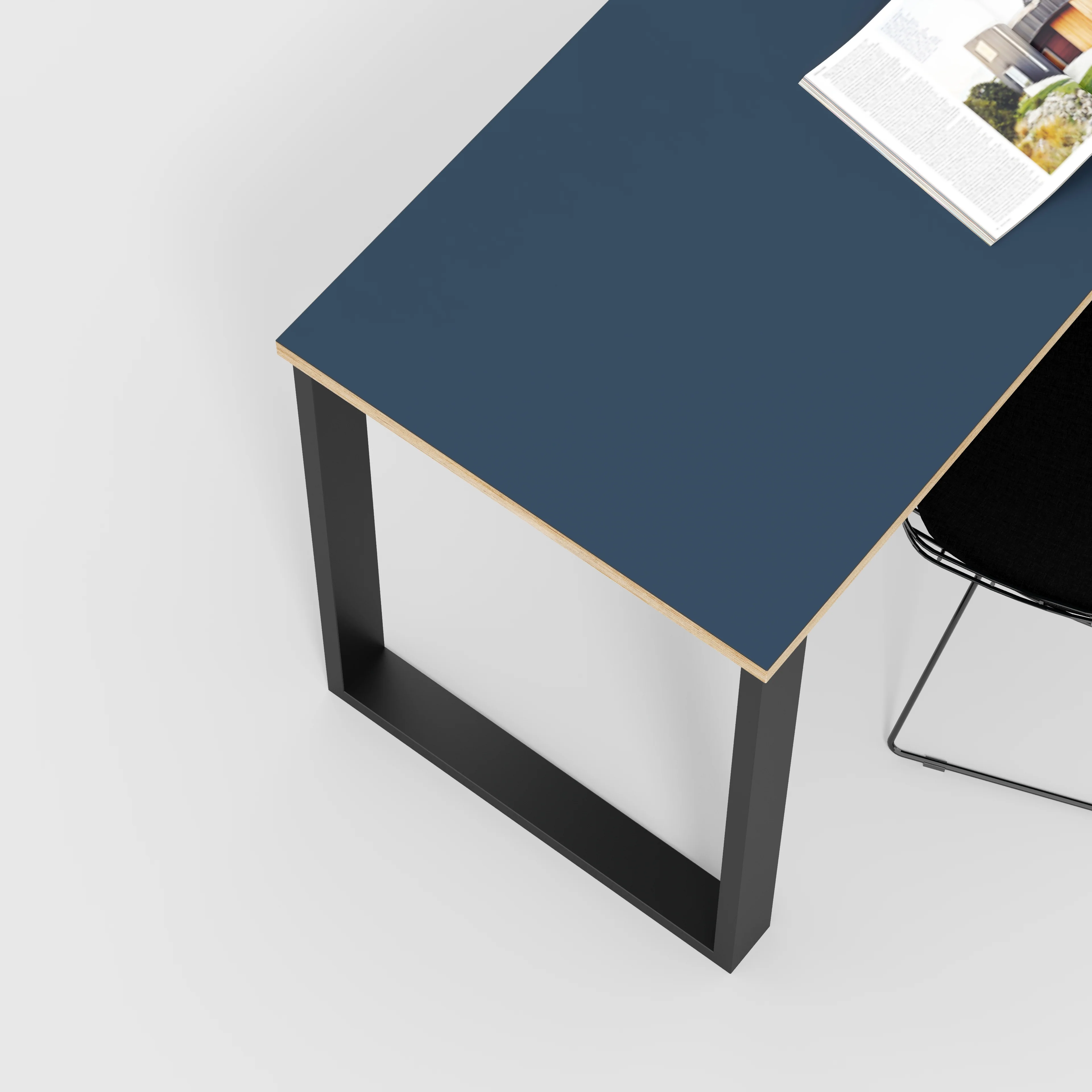 Plywood Desk with Black Industrial Legs - Formica Night Sea Blue - 1600(w) x 800(d) x 735(h) - Image 3