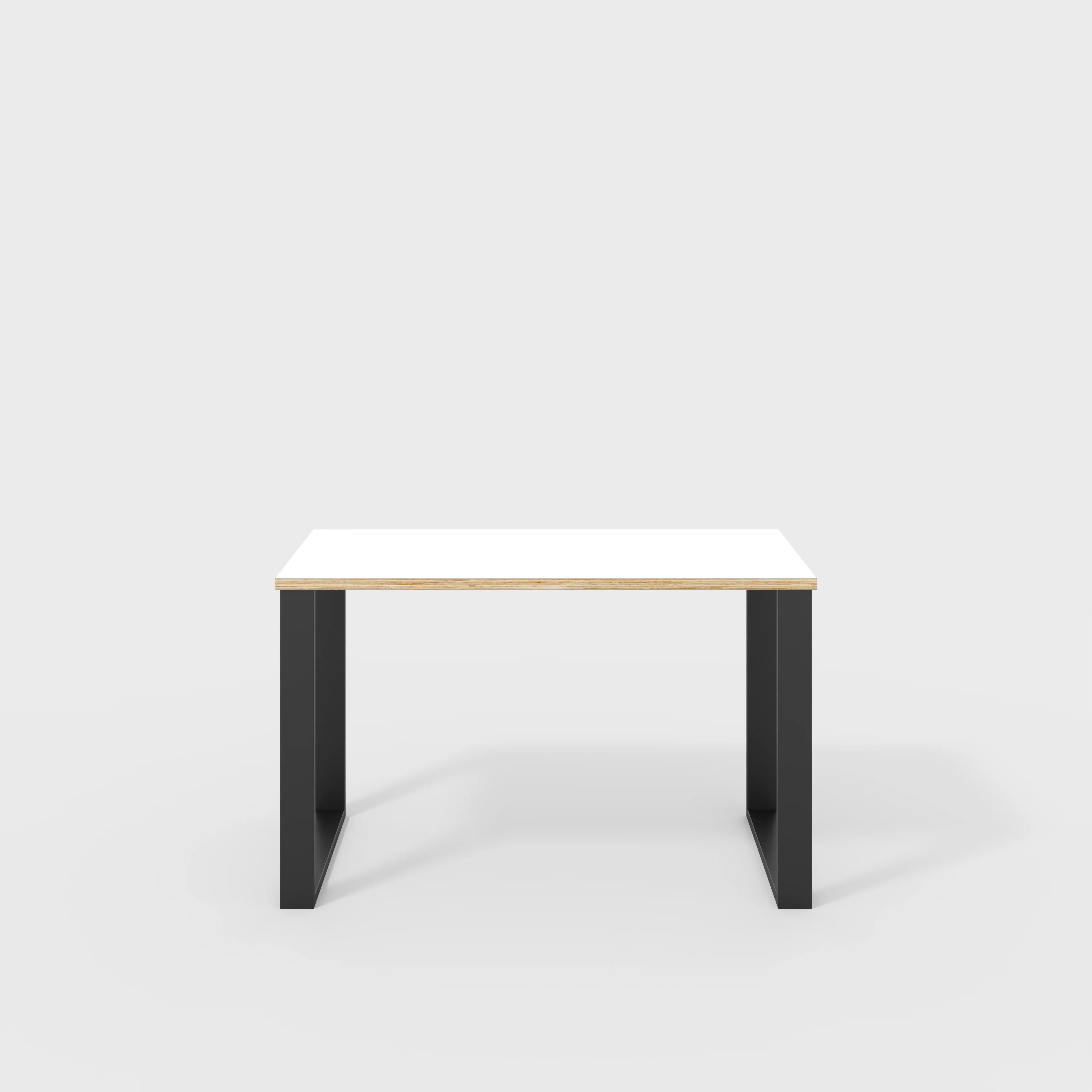 Plywood Desk with Black Industrial Legs - Formica White - 1200(w) x 600(d) x 735(h)