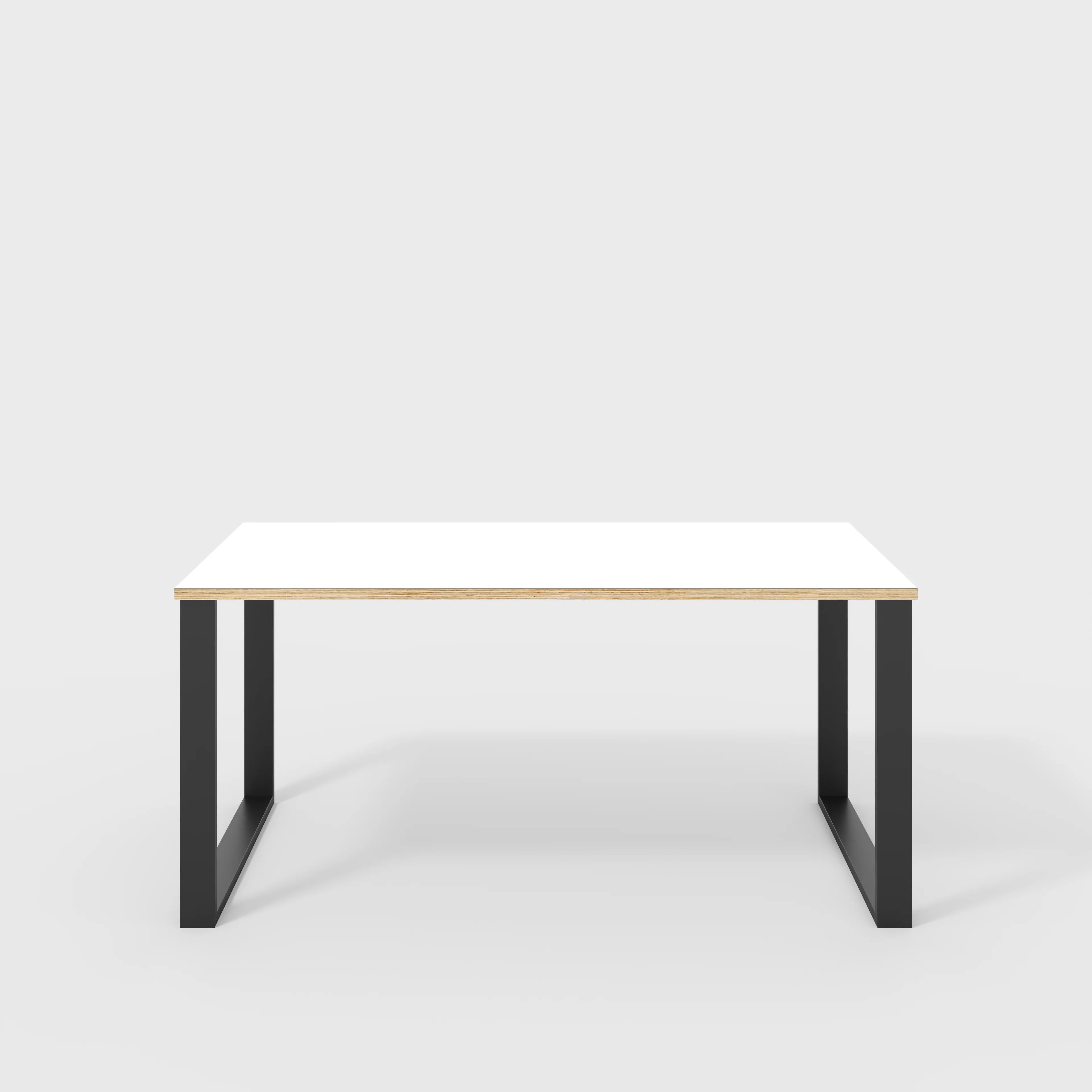 Plywood Desk with Black Industrial Legs - Formica White - 1600(w) x 800(d) x 735(h)
