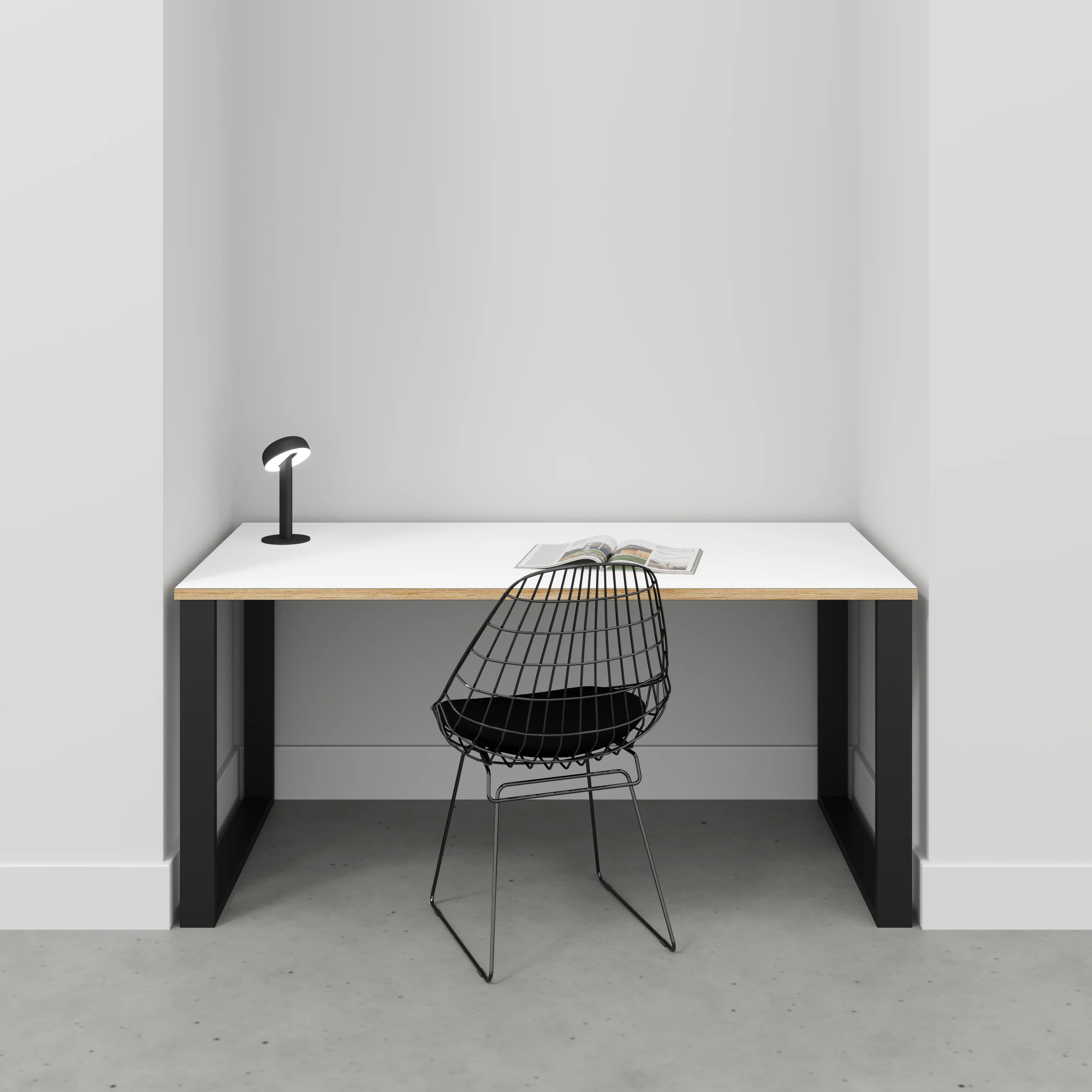Plywood Desk with Black Industrial Legs - Formica White - 1600(w) x 800(d) x 735(h) - Image 2