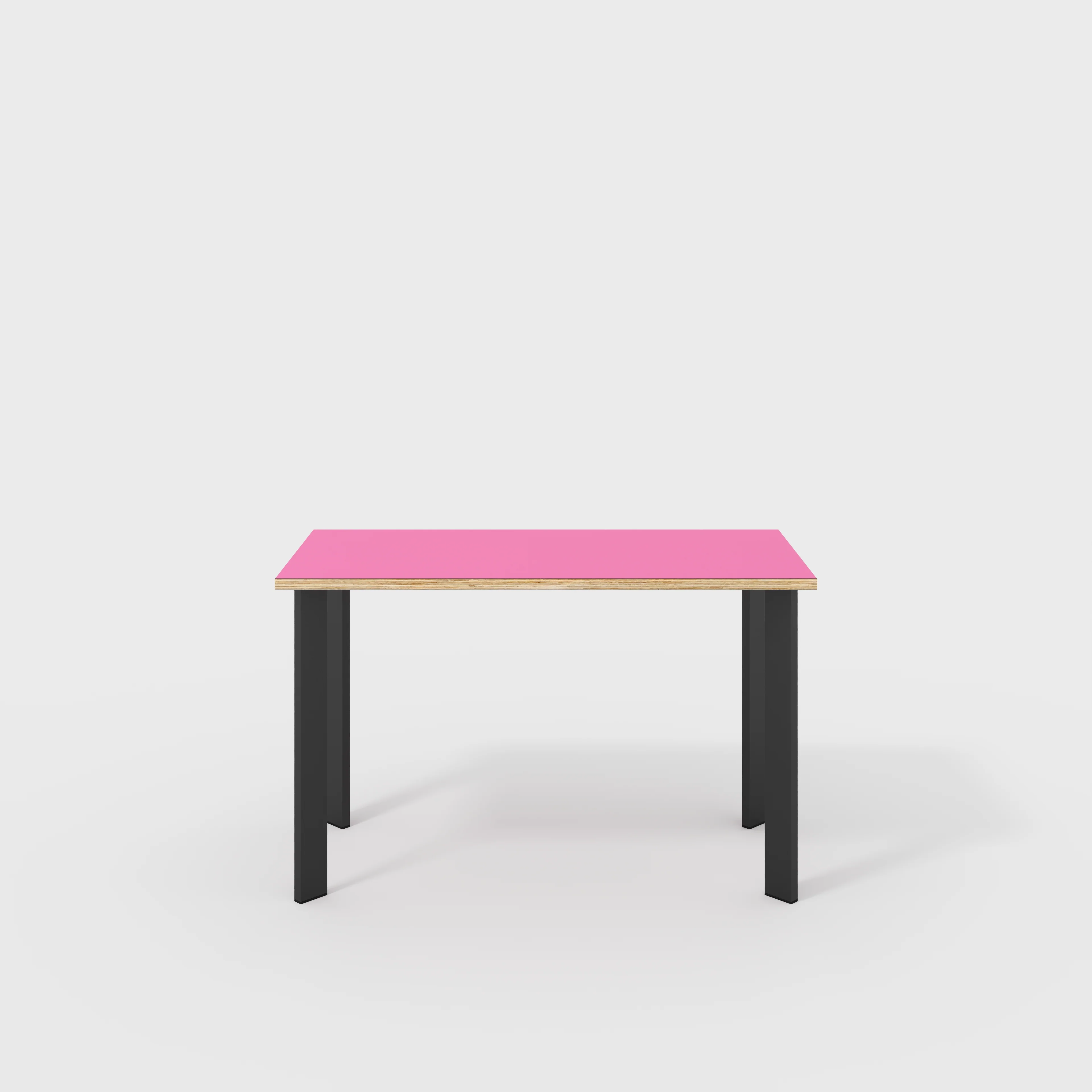 Plywood Desk with Black Rectangular Single Pin Legs - Formica Juicy Pink - 1200(w) x 600(d) x 735(h)