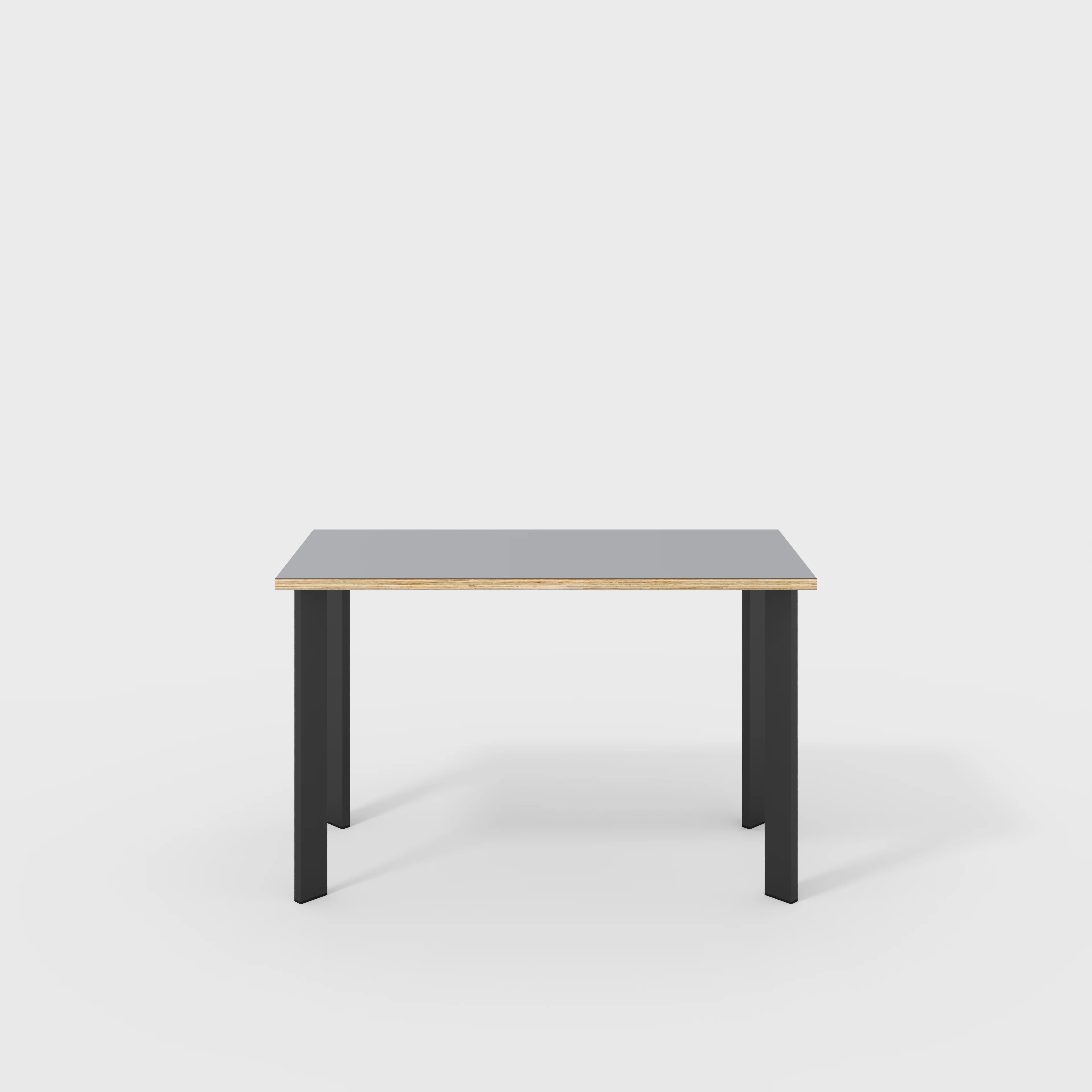 Plywood Desk with Black Rectangular Single Pin Legs - Formica Tornado Grey - 1200(w) x 600(d) x 735(h)