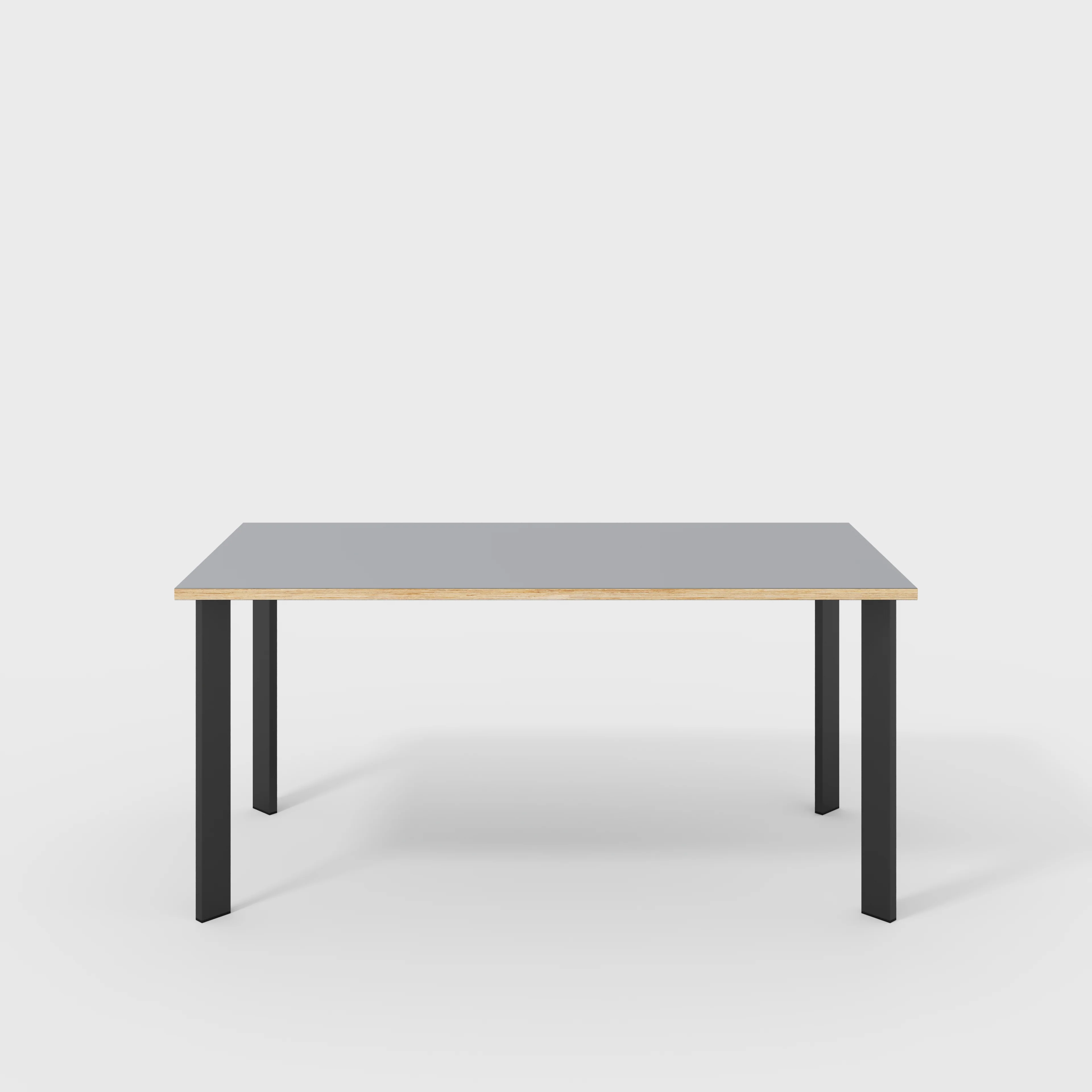 Plywood Desk with Black Rectangular Single Pin Legs - Formica Tornado Grey - 1600(w) x 800(d) x 735(h)